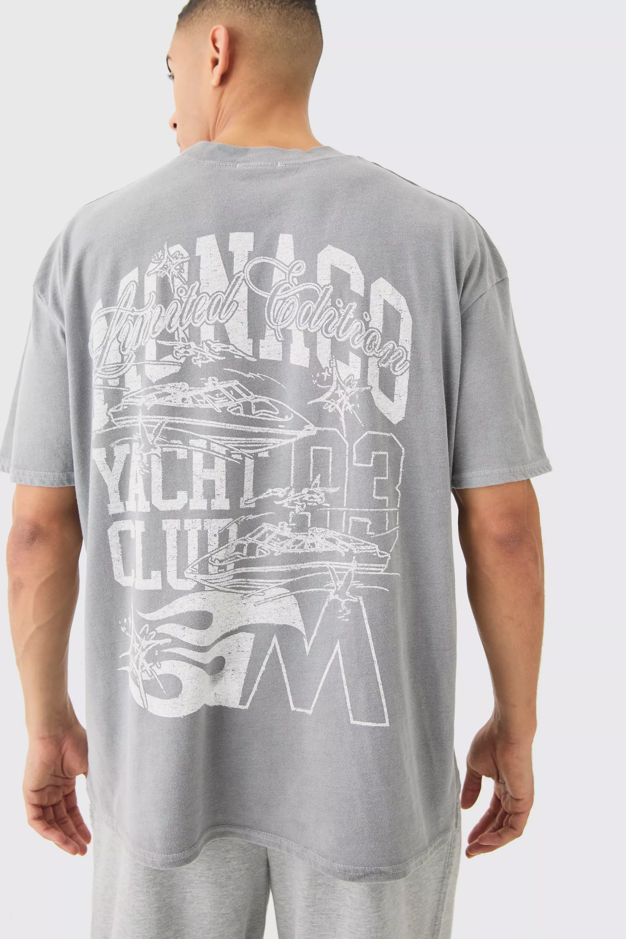 Oversized Monaco Graphic T-shirt Grey