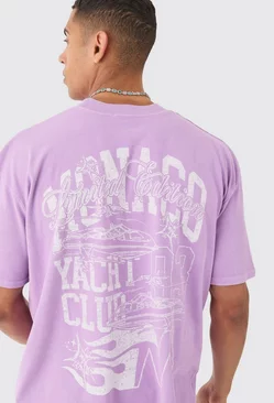 Oversized Wash Monaco Graphic T-shirt Pink