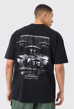 Oversized Worldwide Spaceship T-shirt Black
