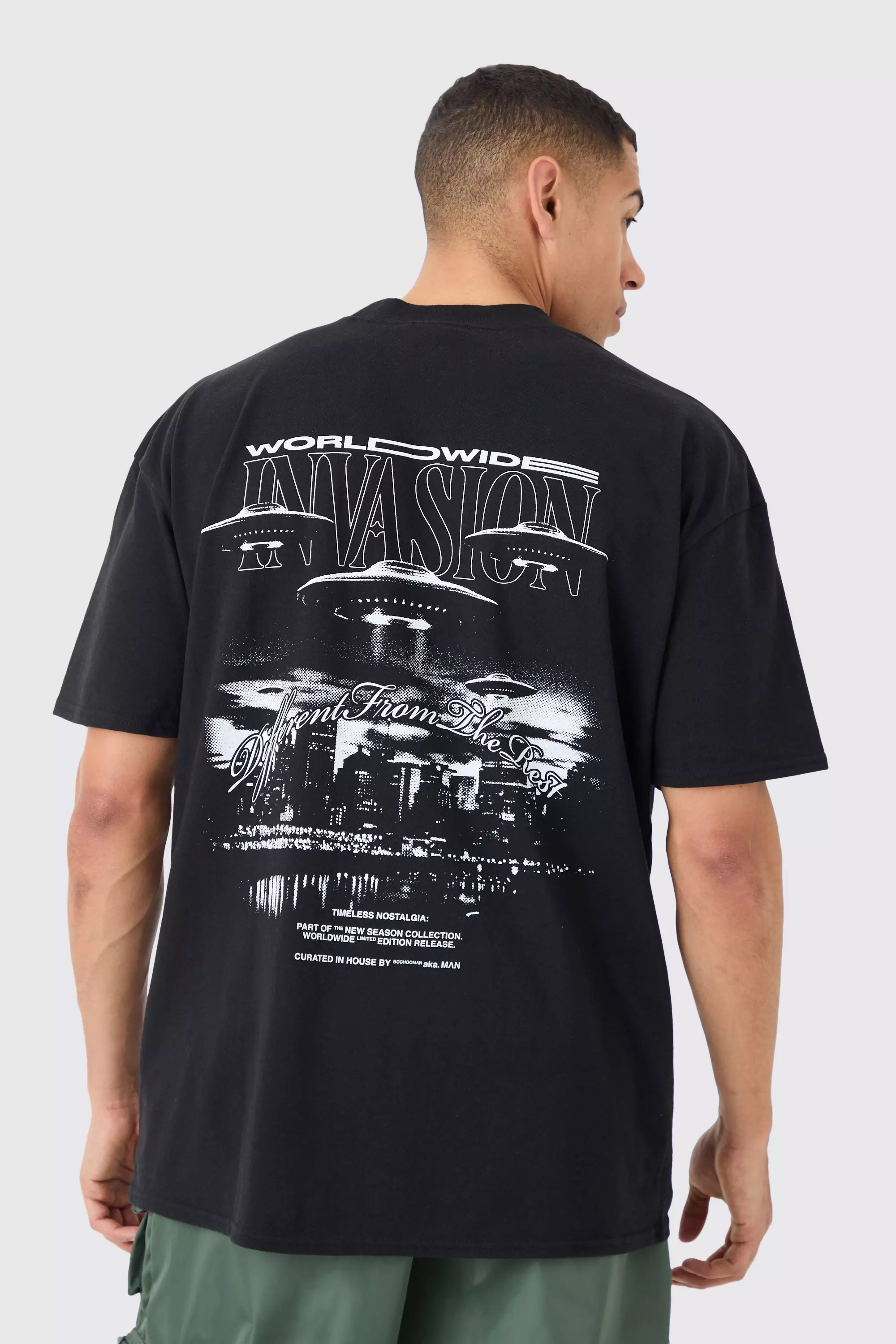 Oversized Worldwide Spaceship T-shirt Black
