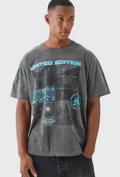 Oversized Wash Limited Edition Space T-shirt Charcoal