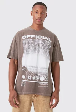 Chocolate Brown Oversized Washed Official Washed T-shirt