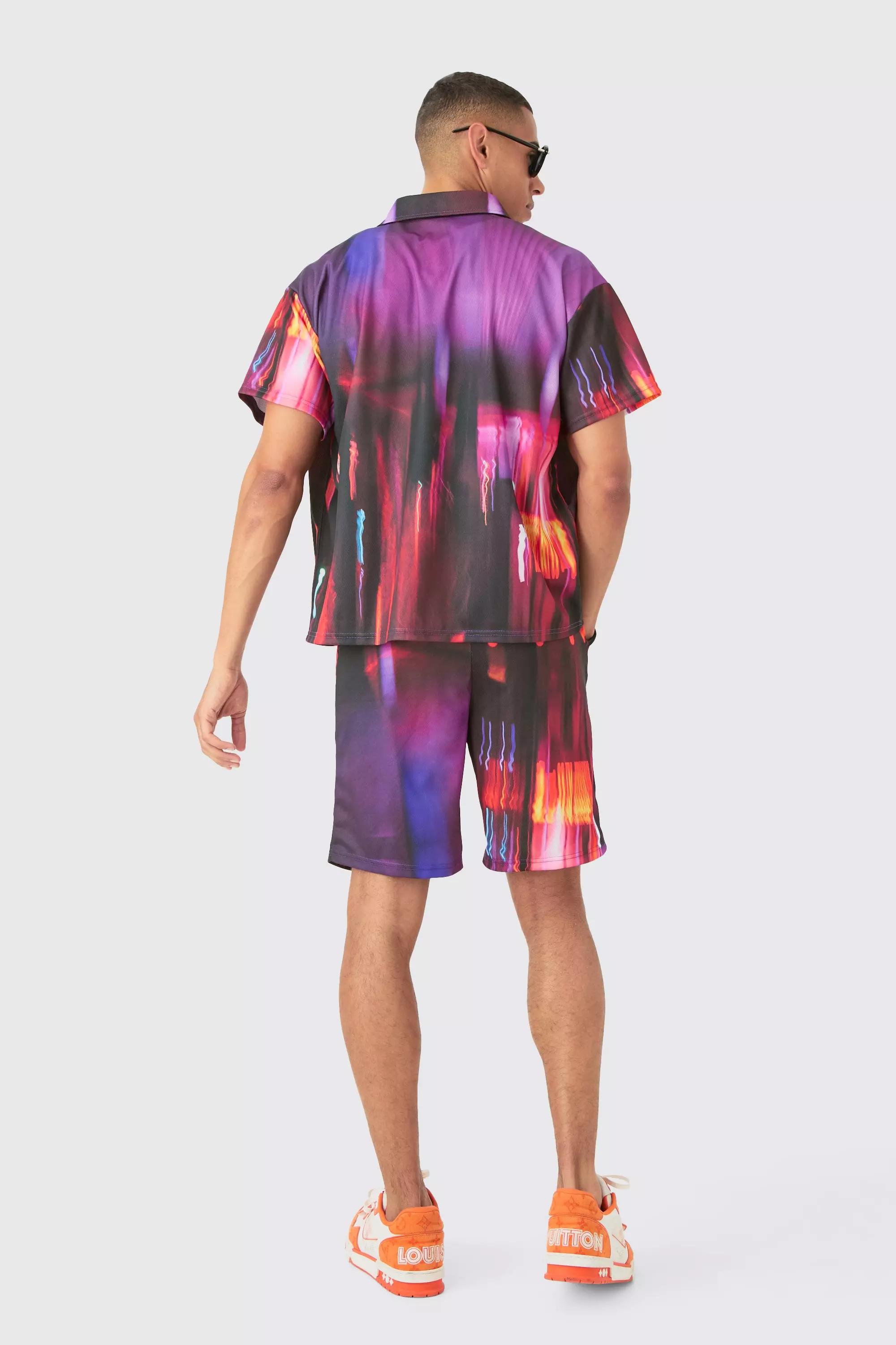 Black Boxy Mesh Glitch Shirt & Short alternative image