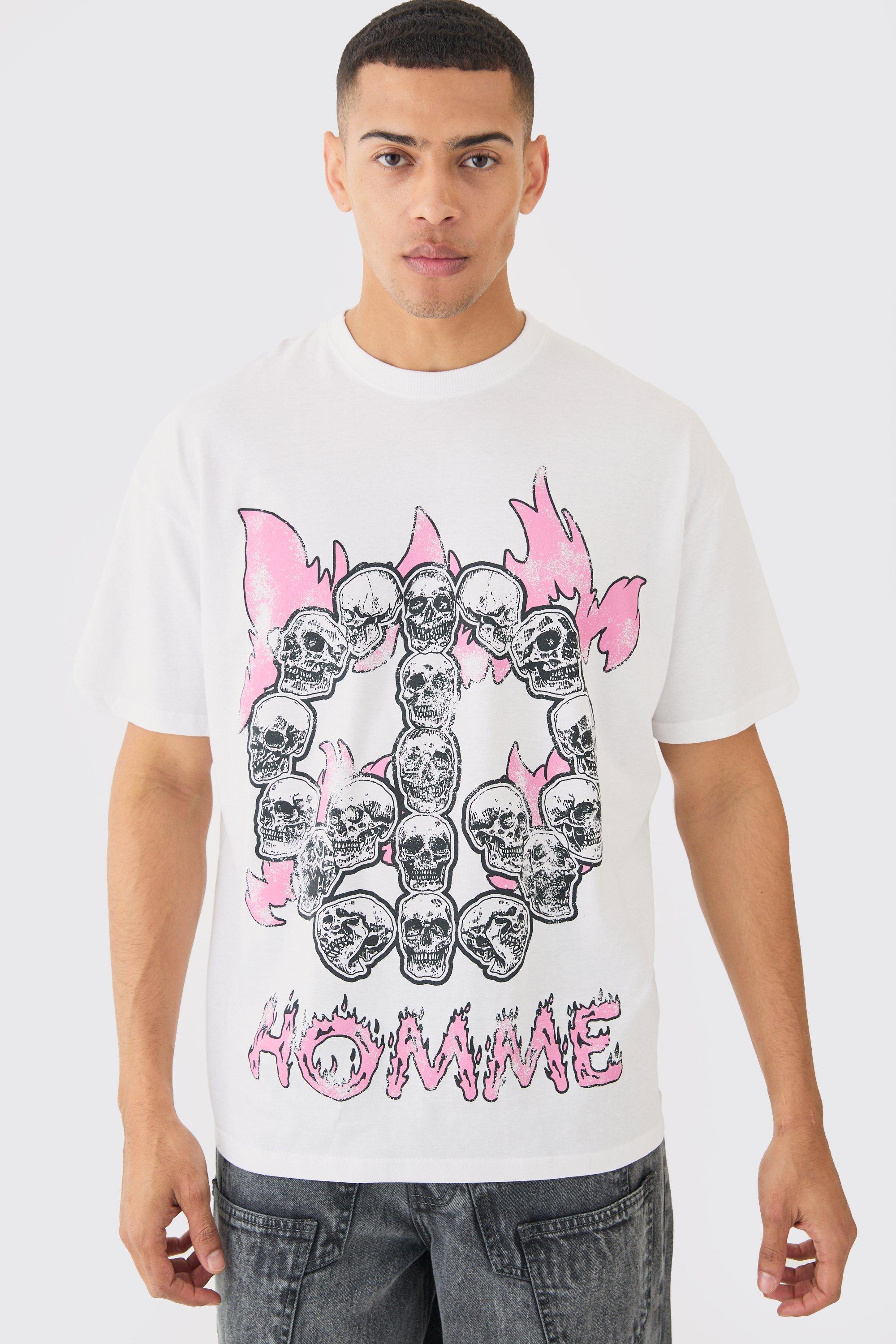 Oversized Skull Homme Print T-shirt | boohooMAN USA