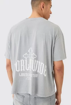 Grey Oversized Worldwide Cross Print T-shirt