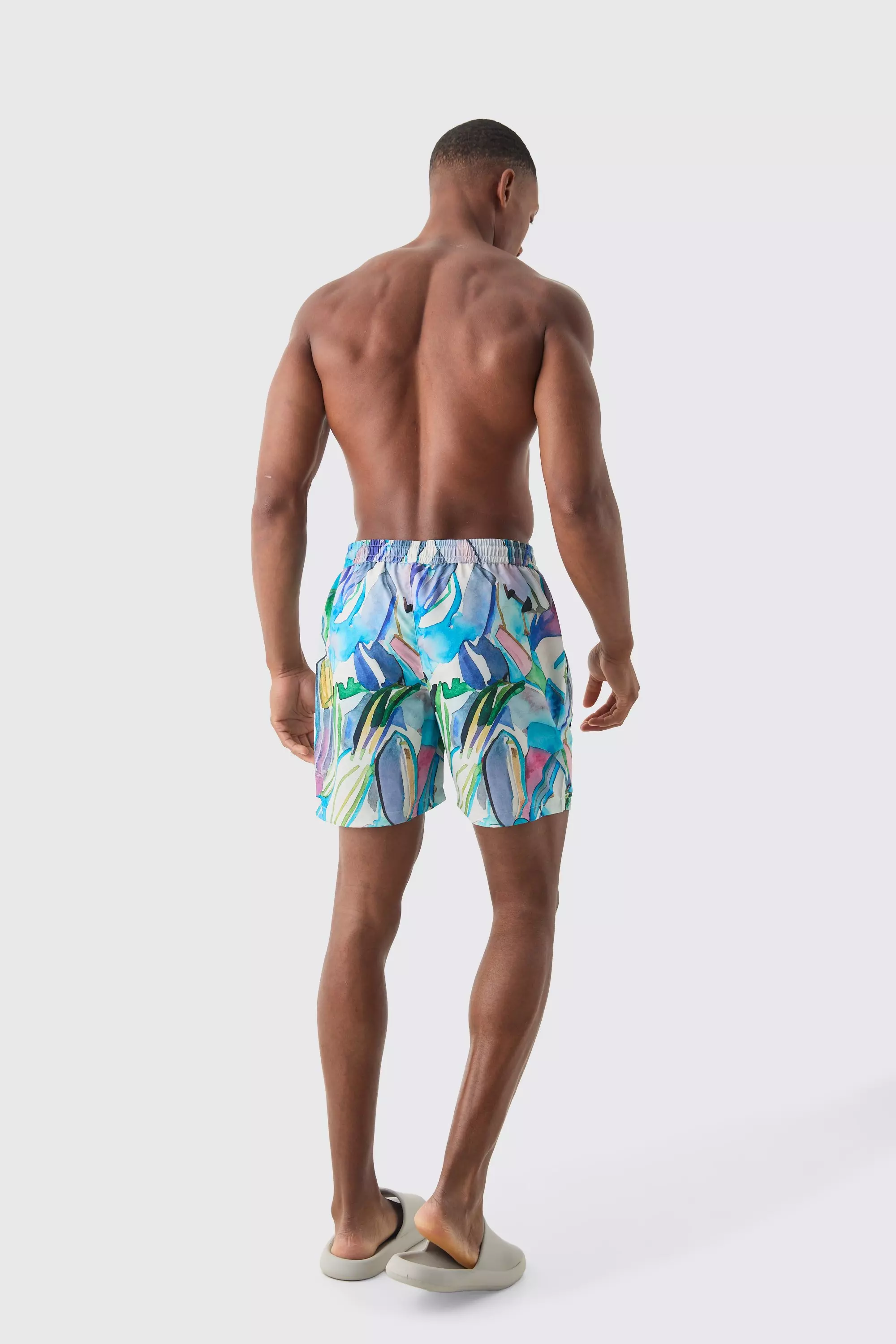 Multi Mid Length Abstract Print Swim Short alternative image