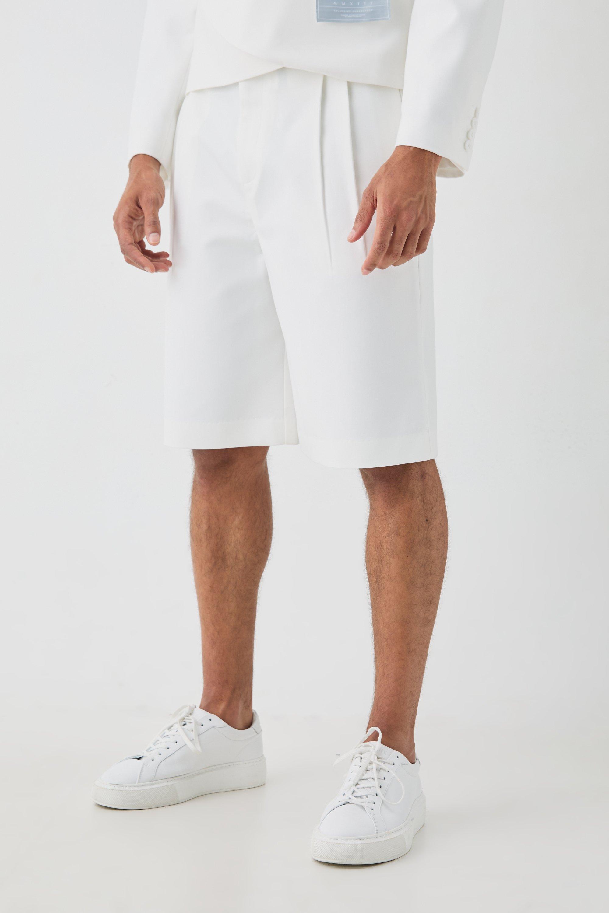 White Getailleerde Geplooide Joggingbroek Met Tailleband In Wit