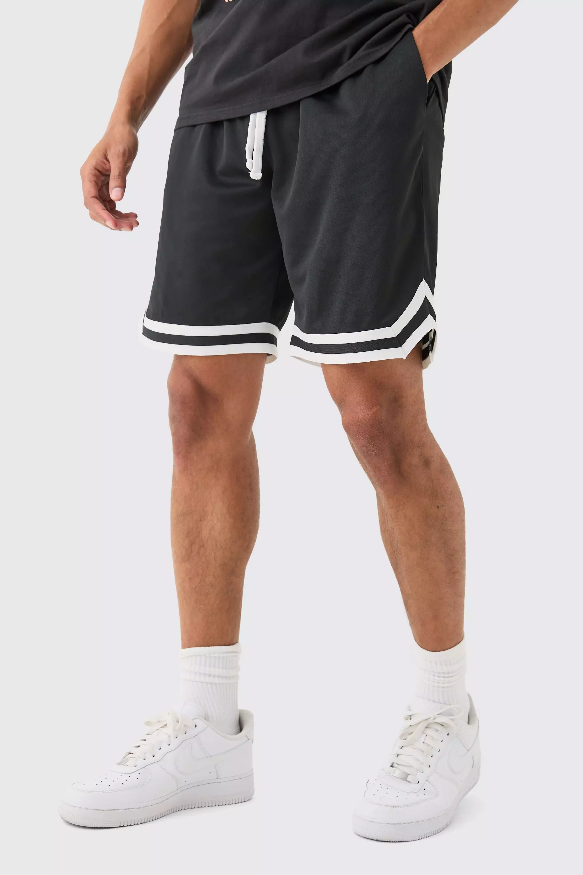 Black Mid Length Mesh Basketball Short alternative image