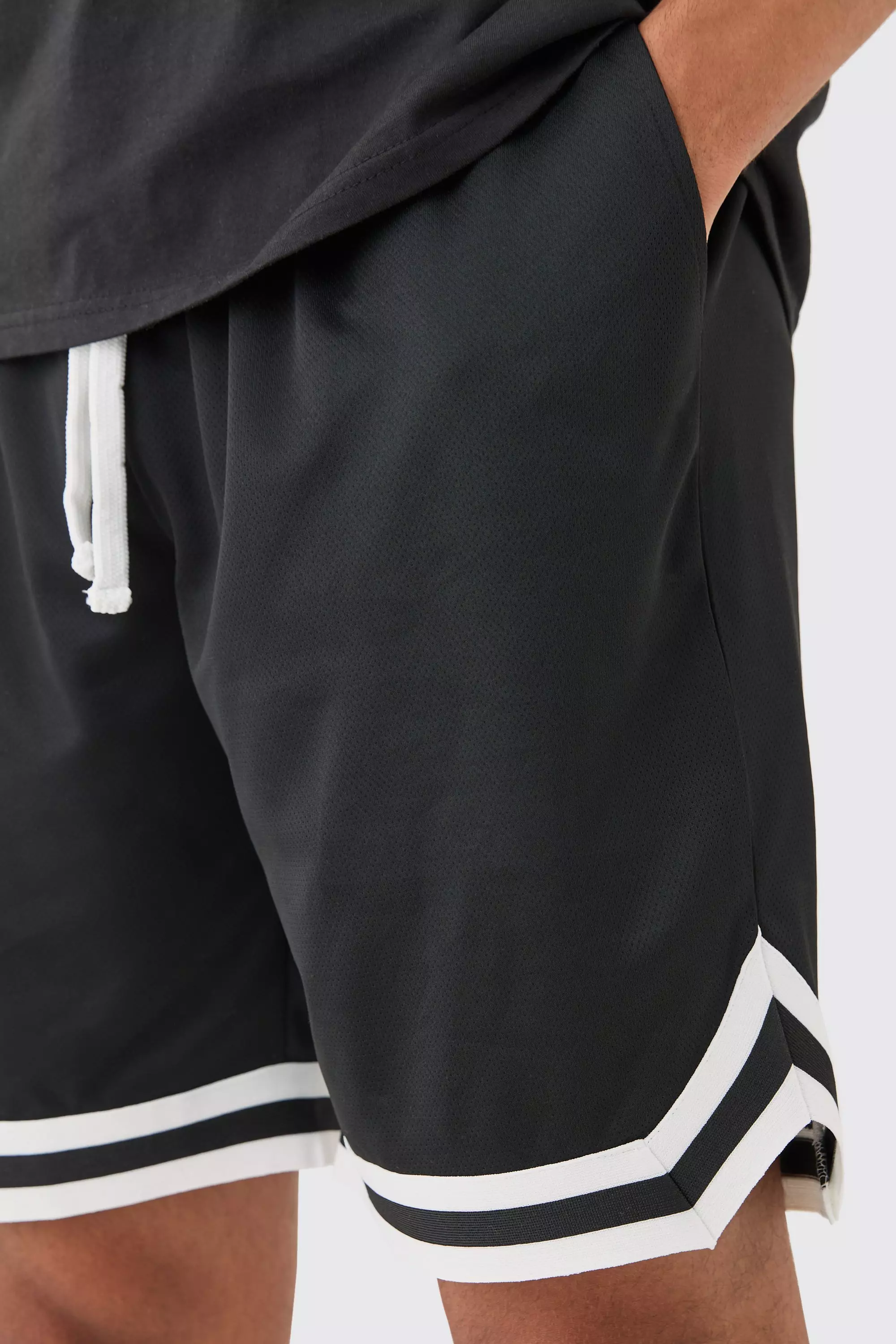 Black Mid Length Mesh Basketball Short alternative image