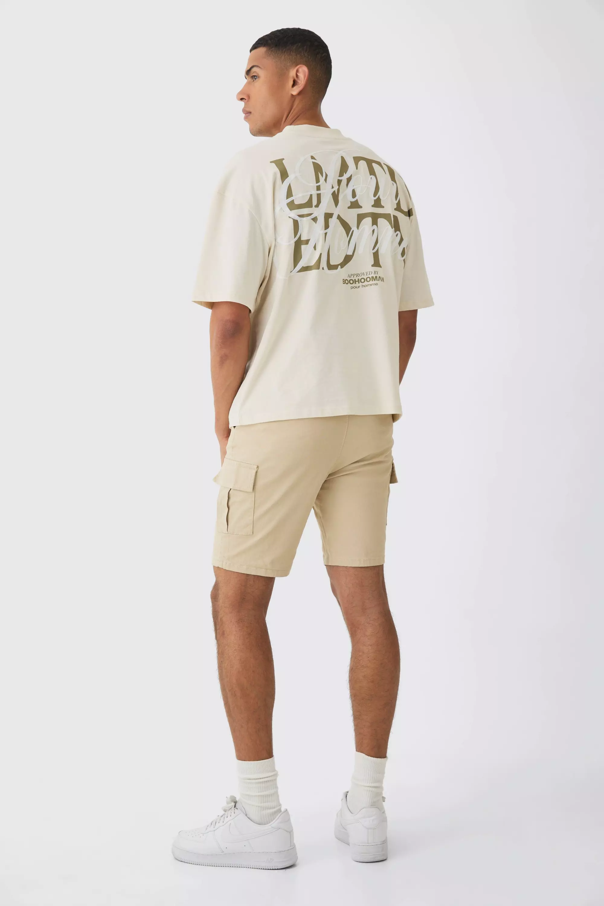 Tall Fixed Waist Stone Skinny Fit Cargo Shorts alternative image