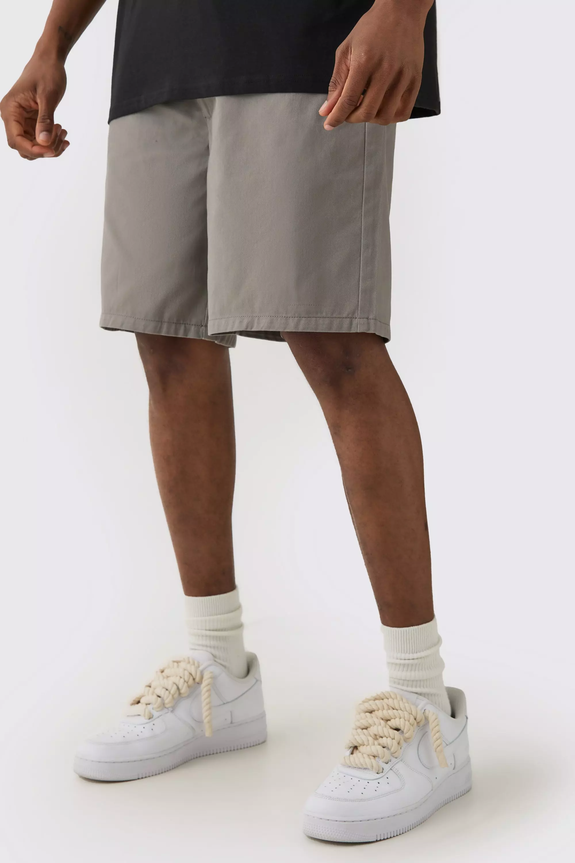 Grey Tall Fixed Waist Grey Relaxed Fit Short Shorts