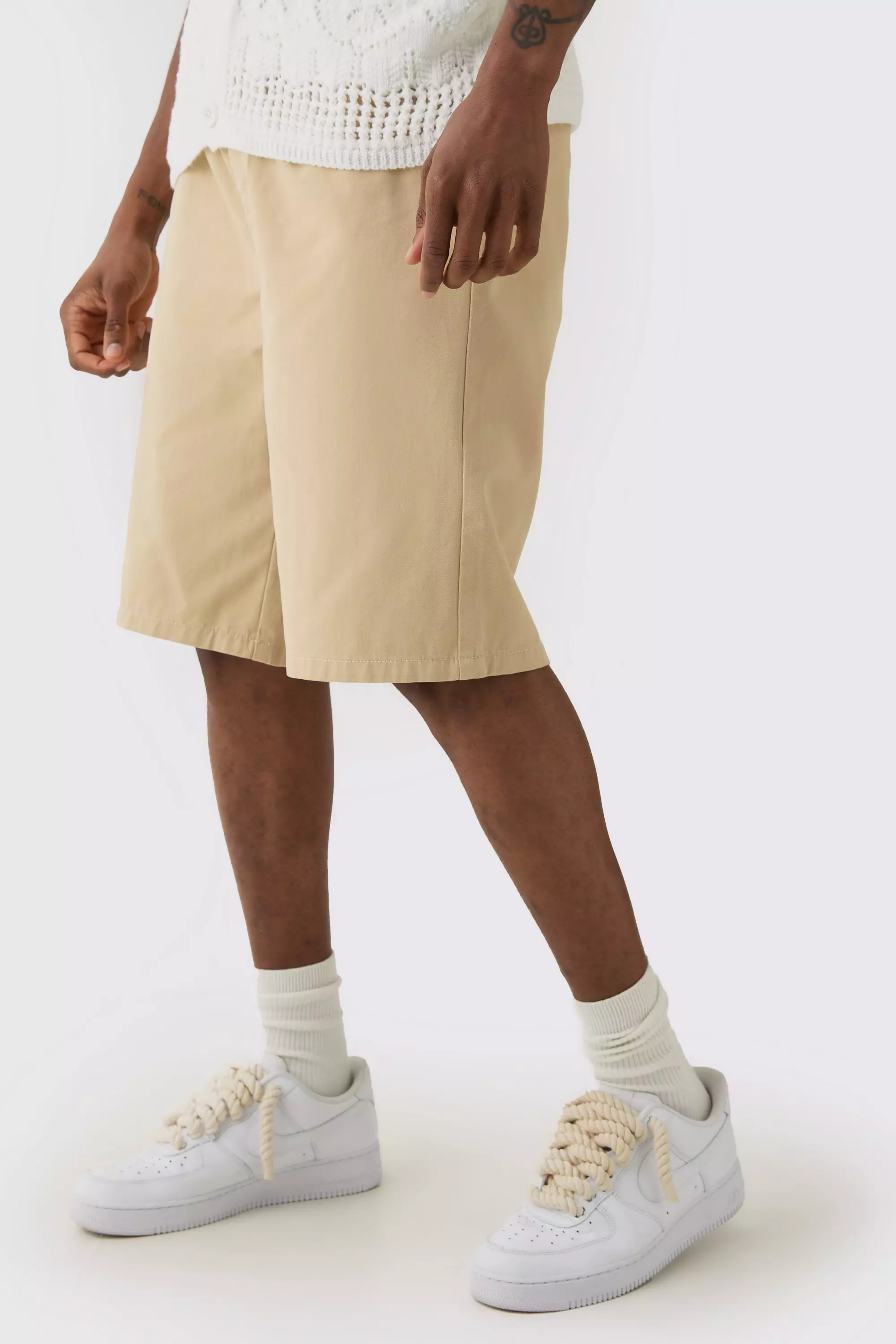 Stone Beige Tall Elasticated Waist Relaxed Fit Shorts