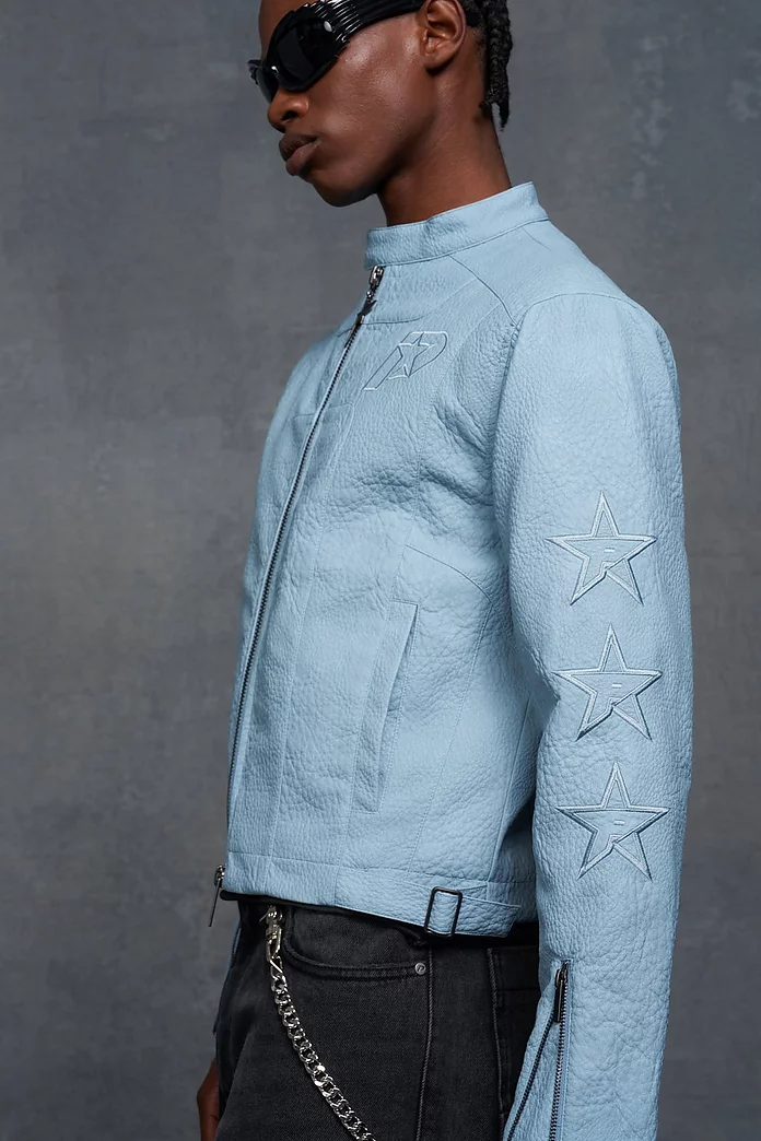 P-Star Boxy Faux Leather Panelled MOTO Jacket | boohooMAN USA P-Star Boxy Faux Leather Panelled MOTO Jacket | boohooMAN USA