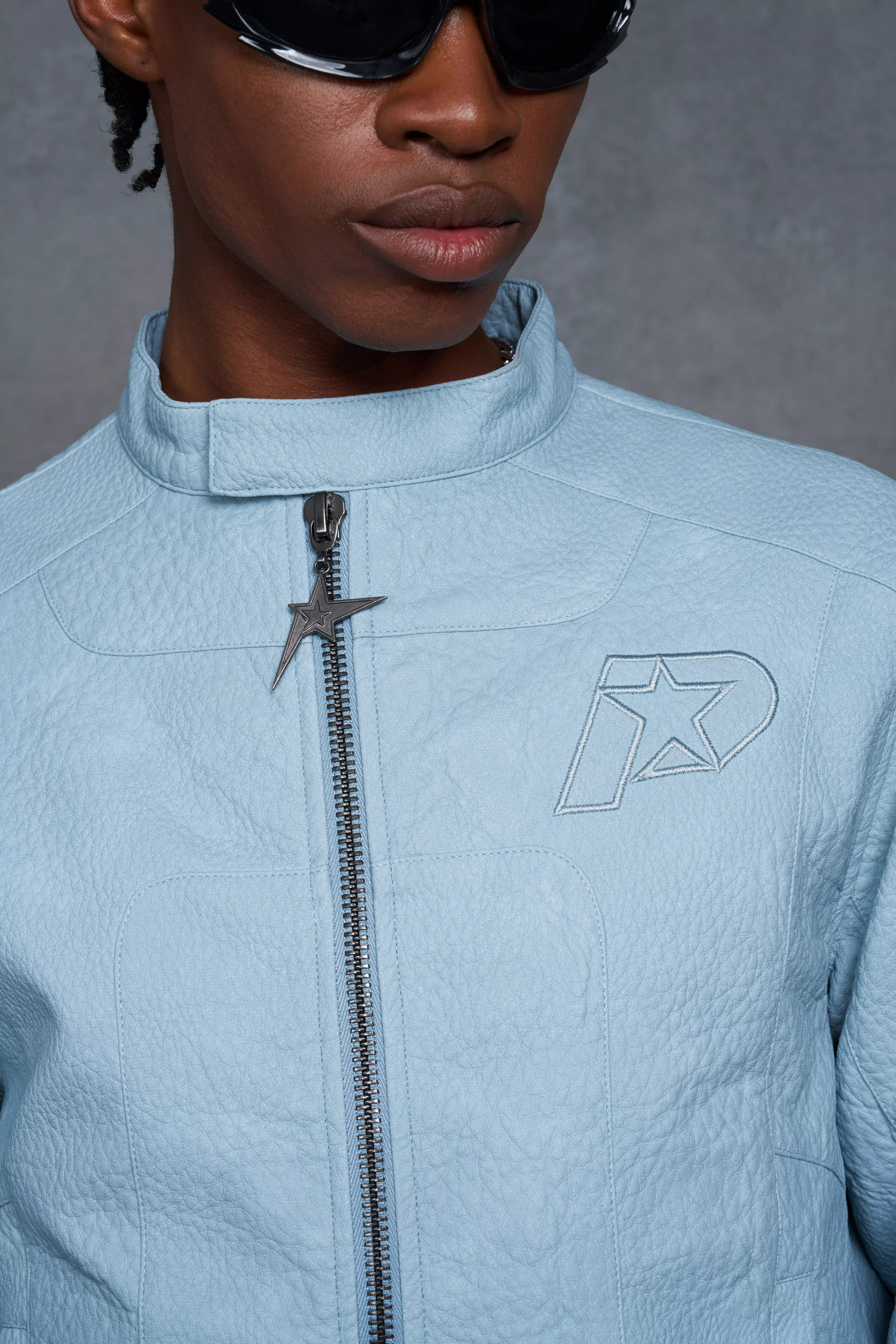 P-Star Boxy Faux Leather Panelled MOTO Jacket | boohooMAN USA