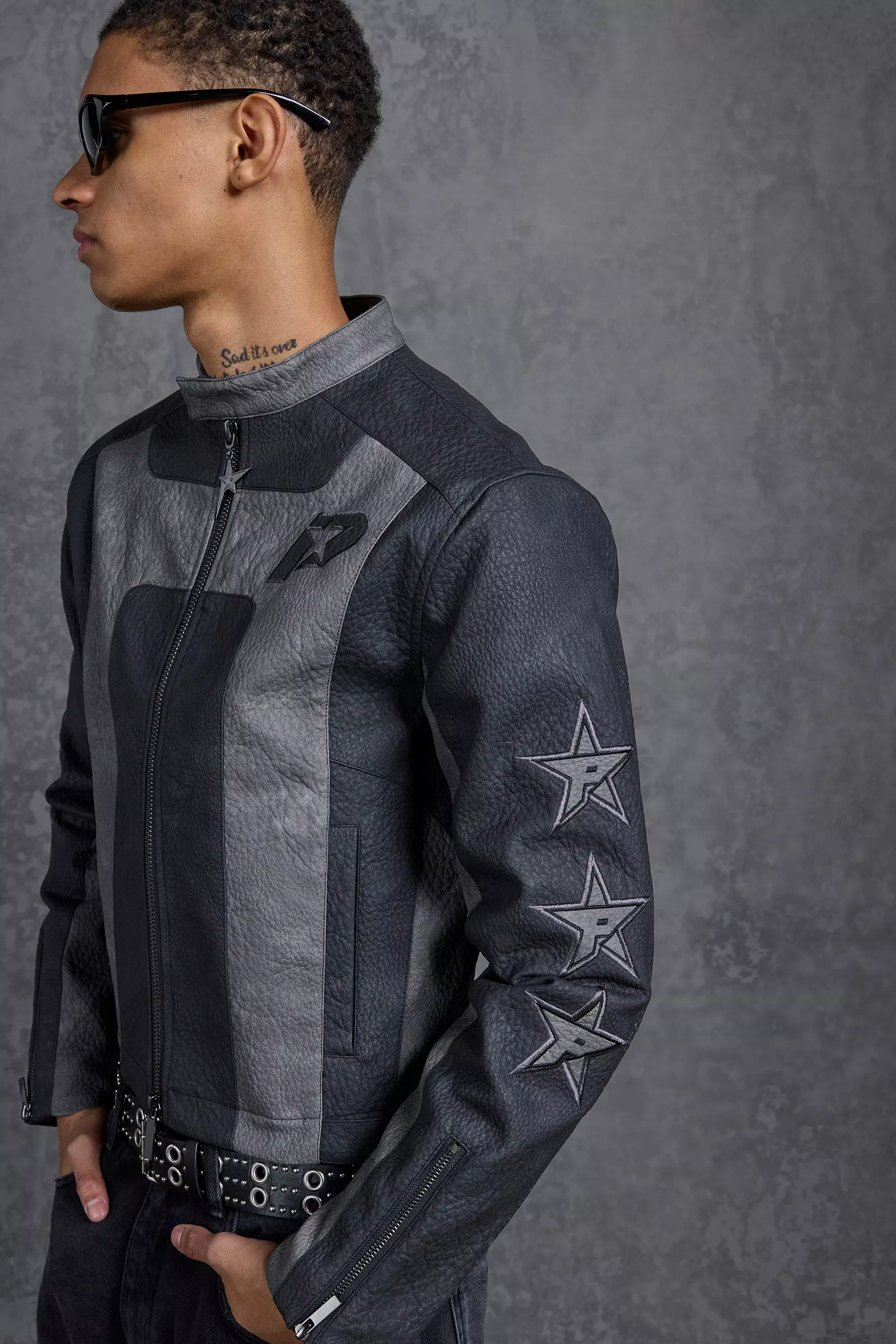 Star faux leather jacket new arrivals