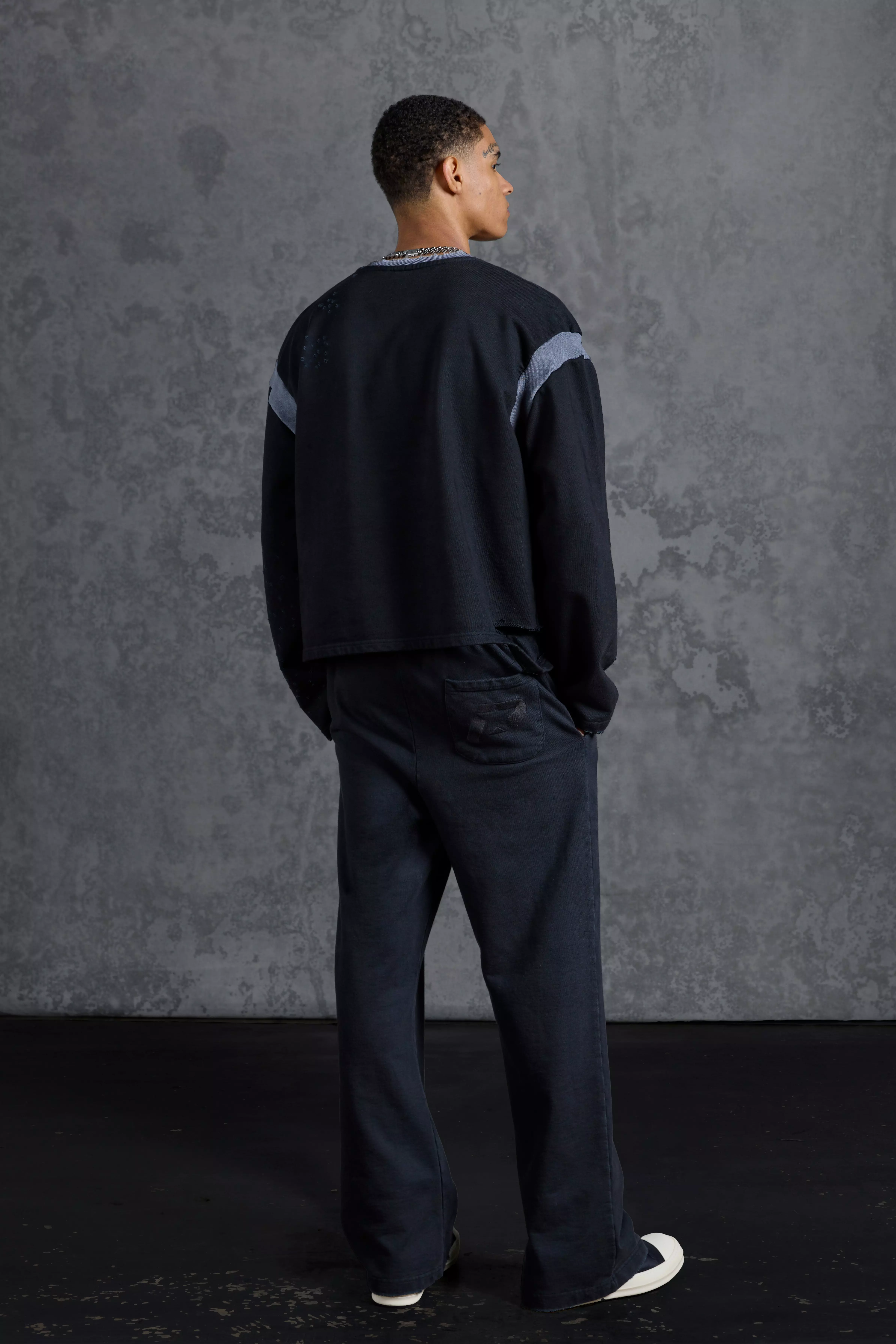 Washed black P Star Gebleekte Versleten Trui Met Print alternatieve afbeelding