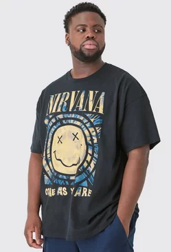 Black Plus Oversized Nirvana License T-shirt Black