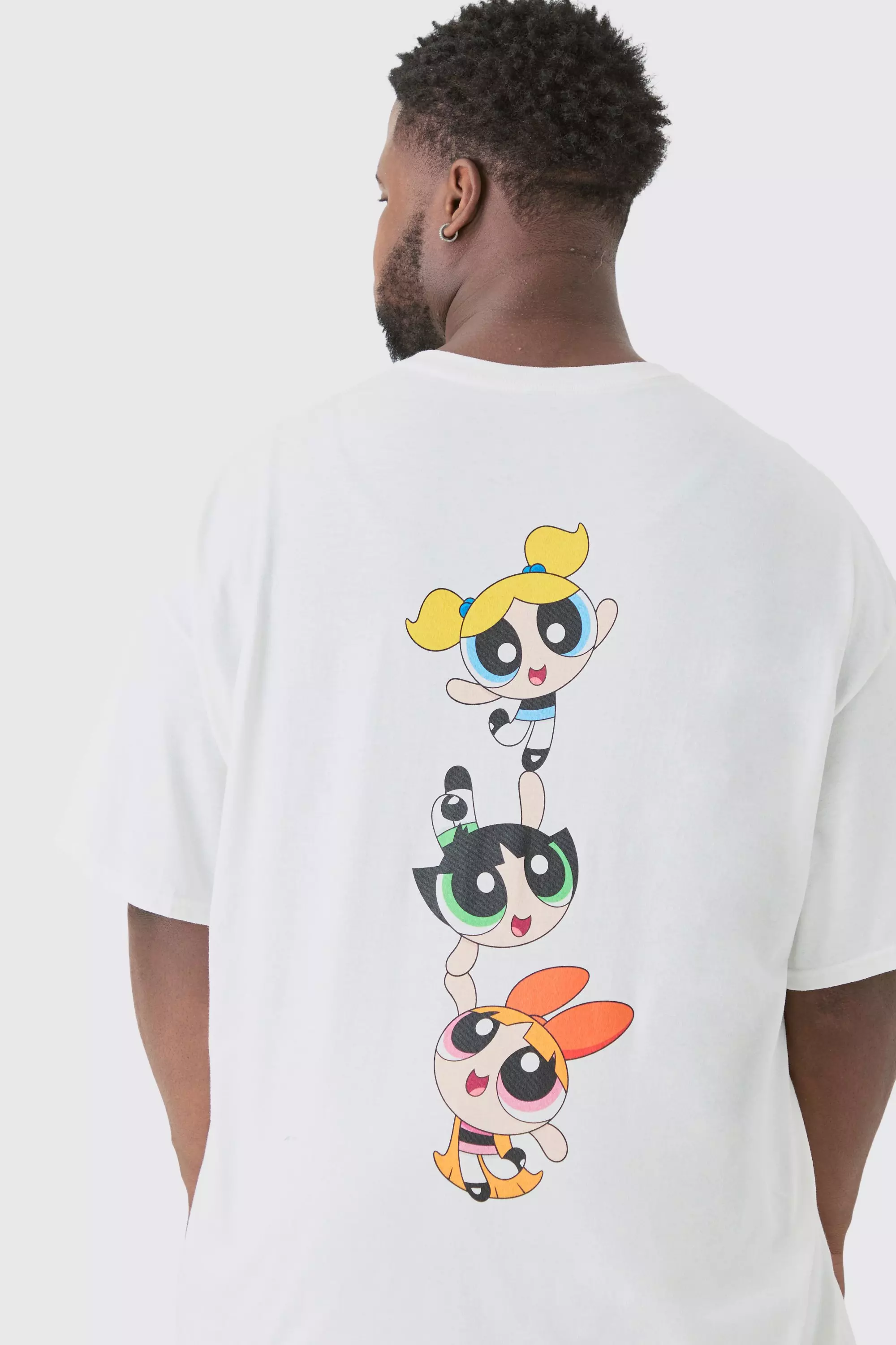 Plus Oversized Powerpuff Girls License T-shirt White White