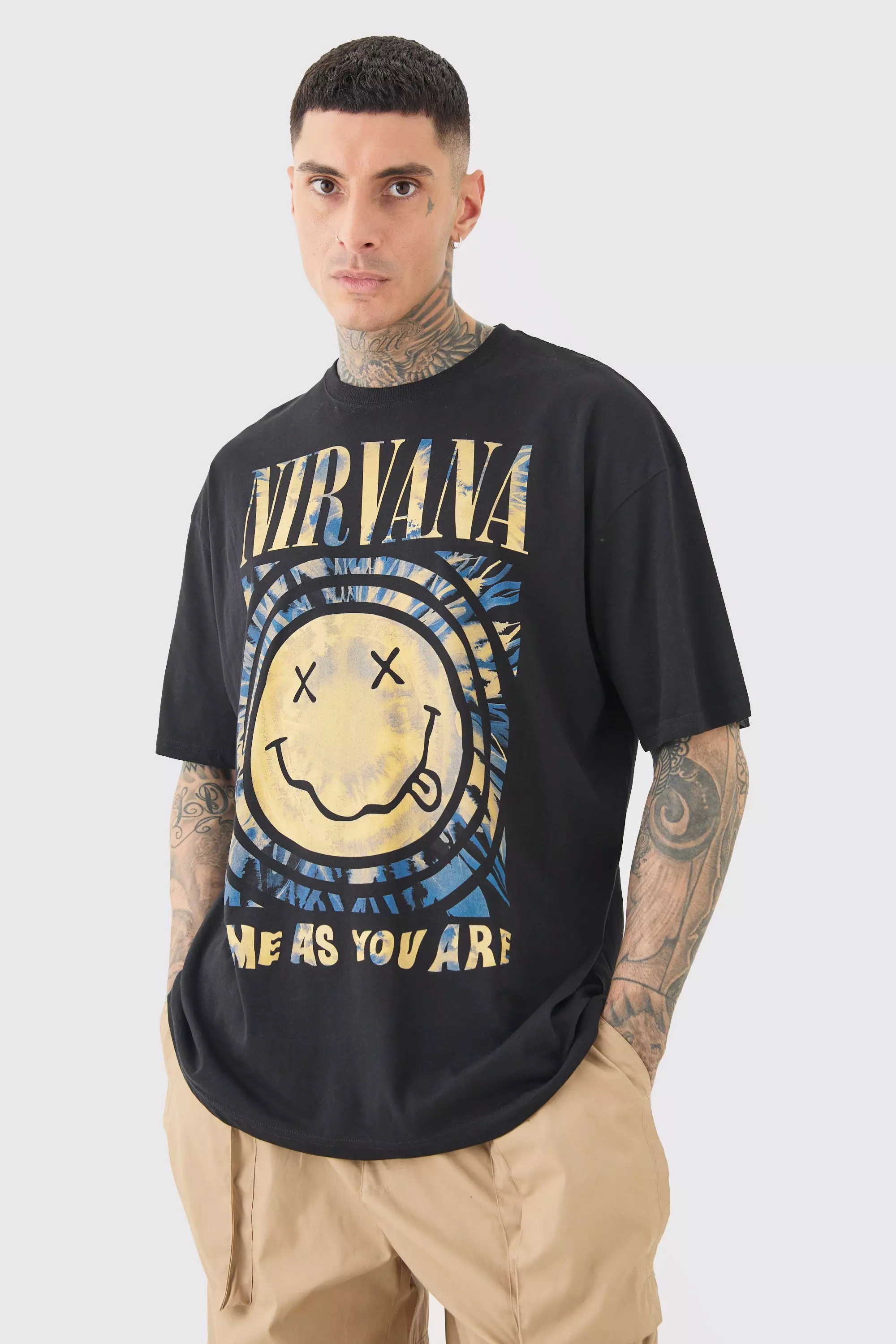 Tall Oversized Nirvana License T-shirt Black Black