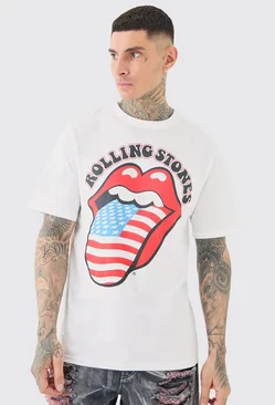 White Tall Oversized Rolling Stones License T-shirt White