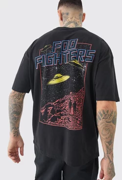 Black Tall Oversized Foo Fighters License T-shirt Black