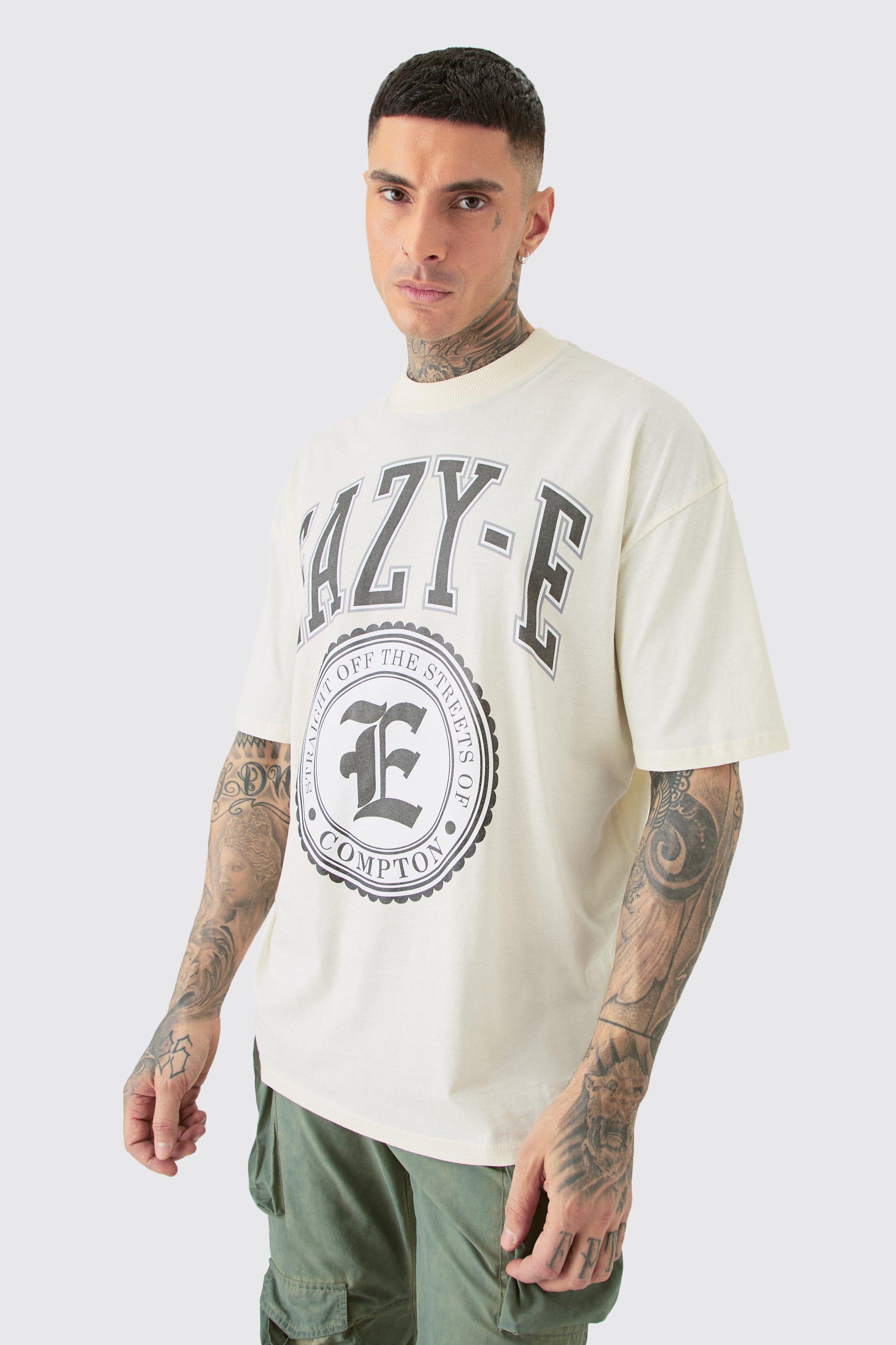 Tall Oversized Eazy-e License T-shirt Ecru | boohooMAN USA