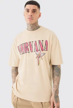 Beige Tall Nirvana Oversized License T-shirt Sand