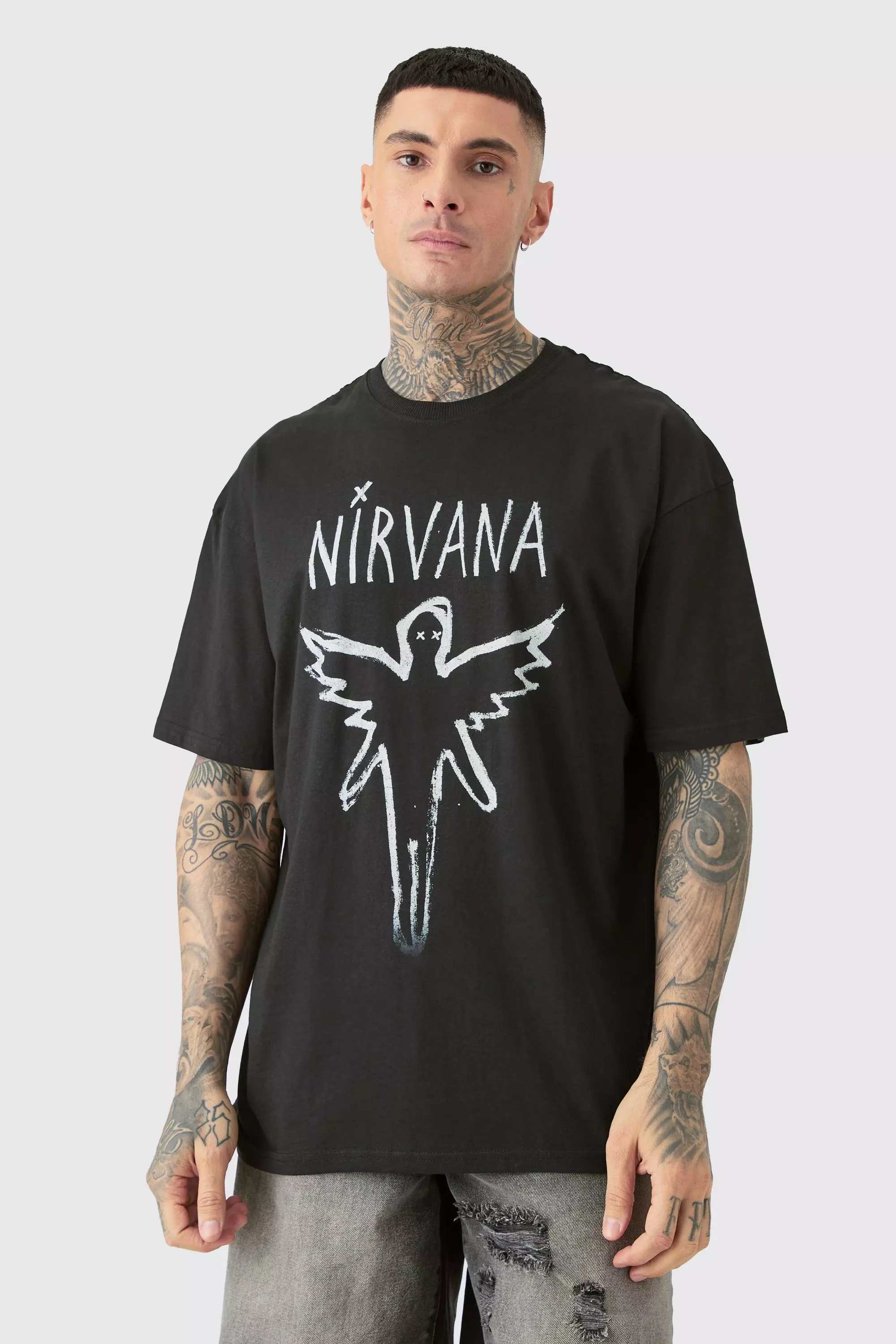 Tall Oversize Nirvana License T-shirt Black Black