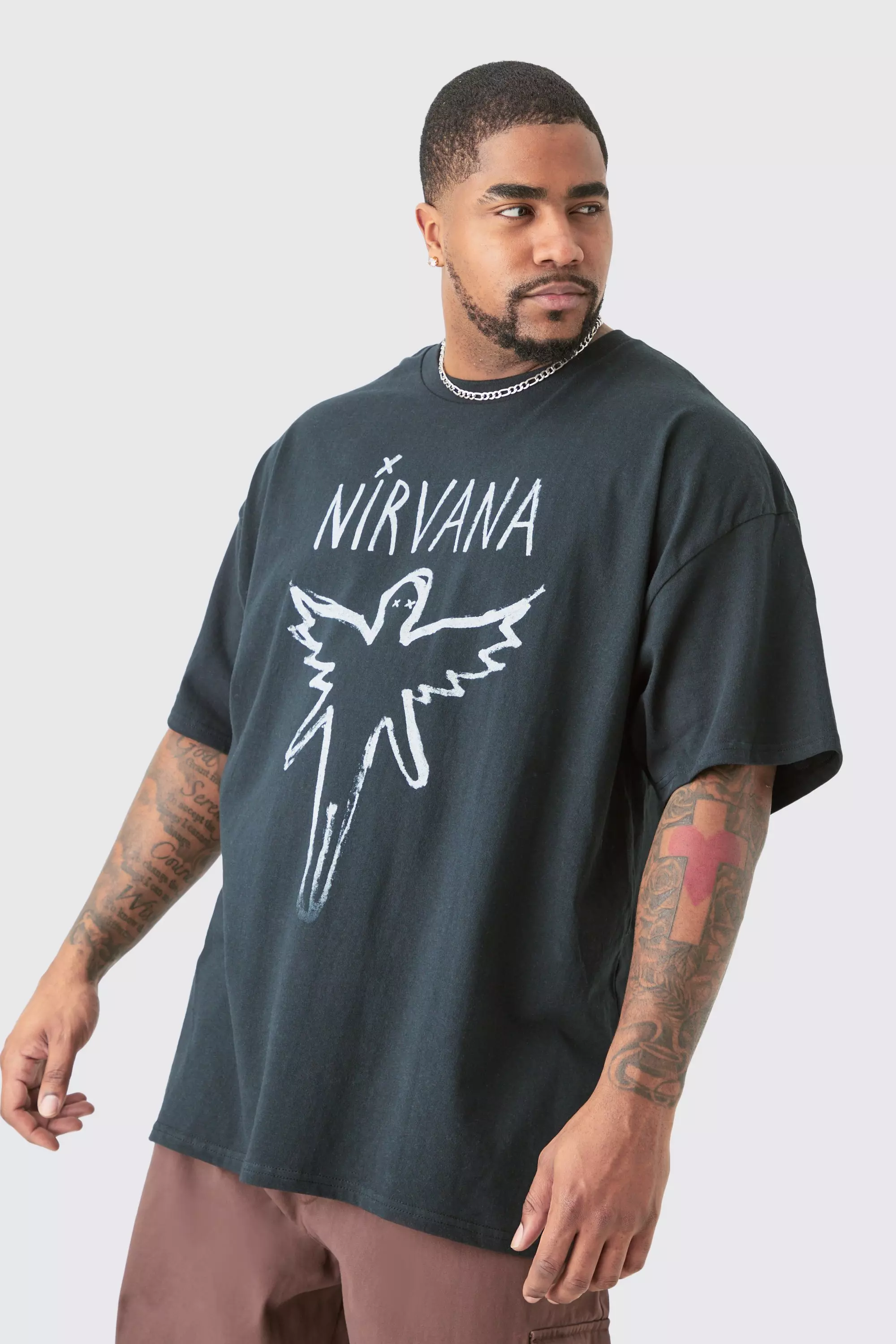 Plus Oversize Nirvana License T-shirt Black Black