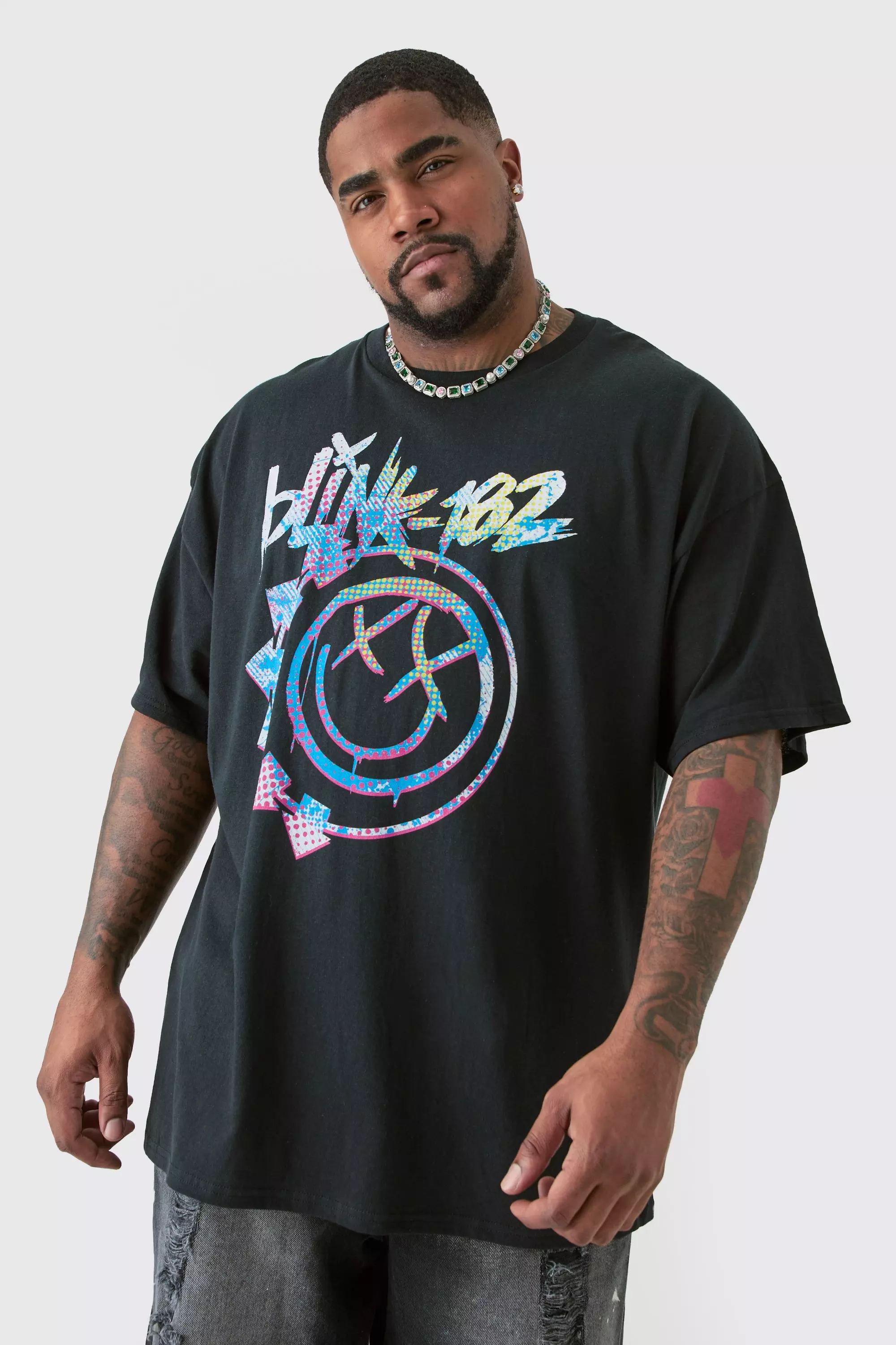 Plus Oversize Blink 182 License T-shirt Black Black