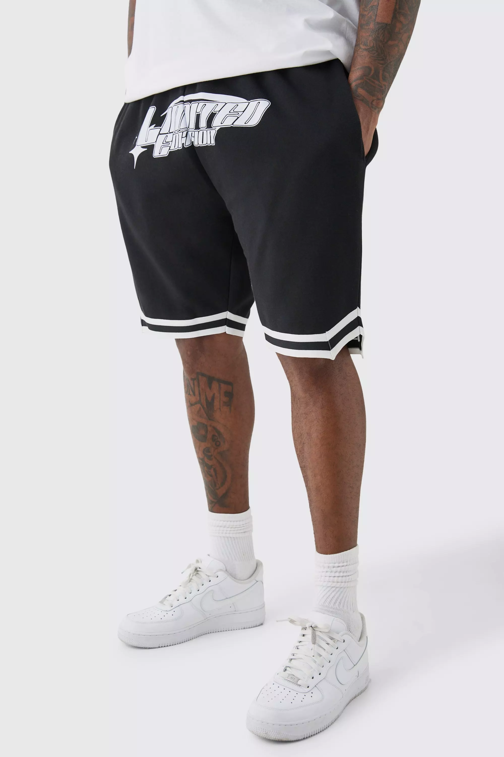 Black Plus Loose Fit Limited Edition Basketball Short In Black
