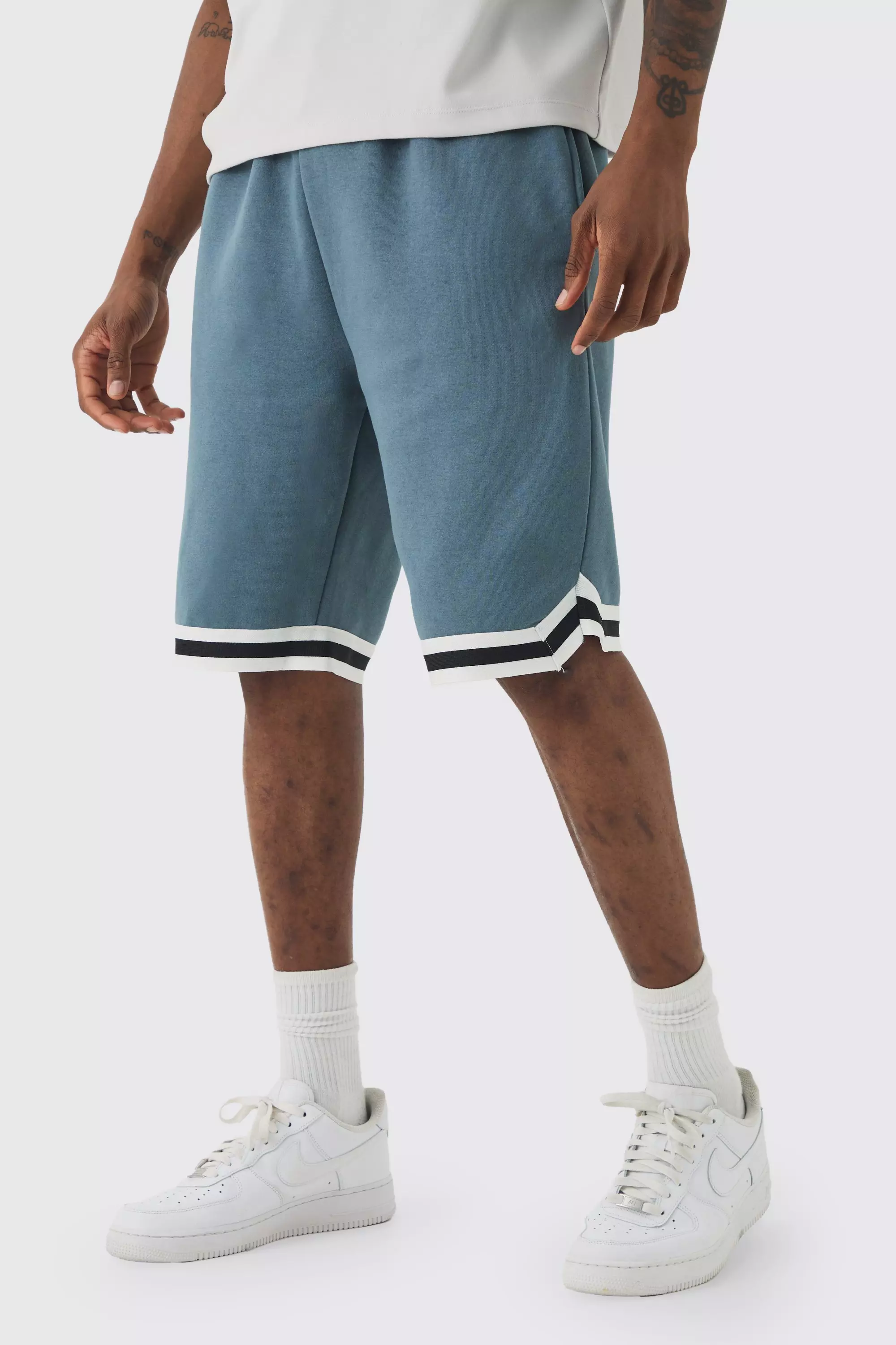 Tall Loose Fit Mid Length Basketball Short In Slate Slate