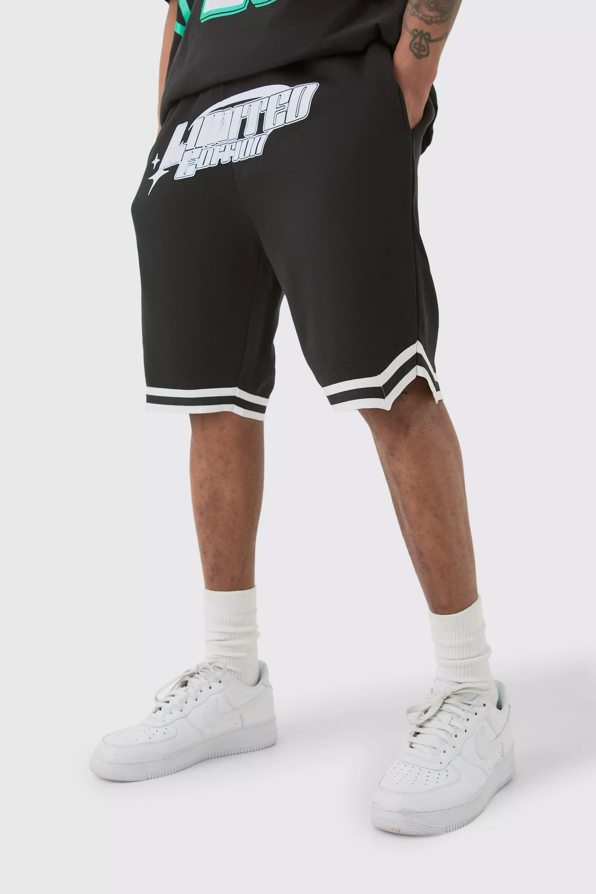 Tall Loose Fit Limited Edition Basketball Short In Black Black