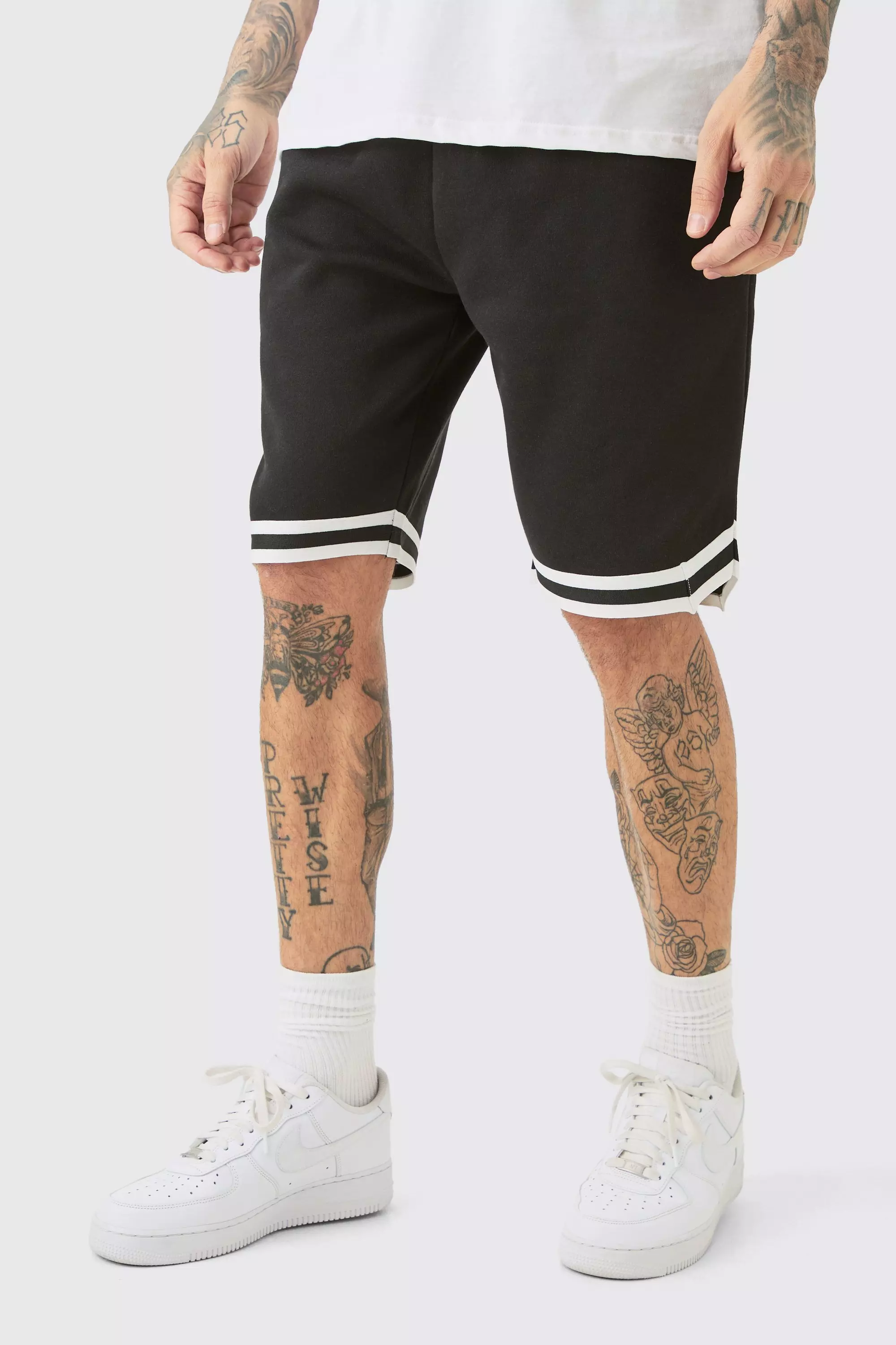 Black Tall Loose Fit Basketball Short In Black