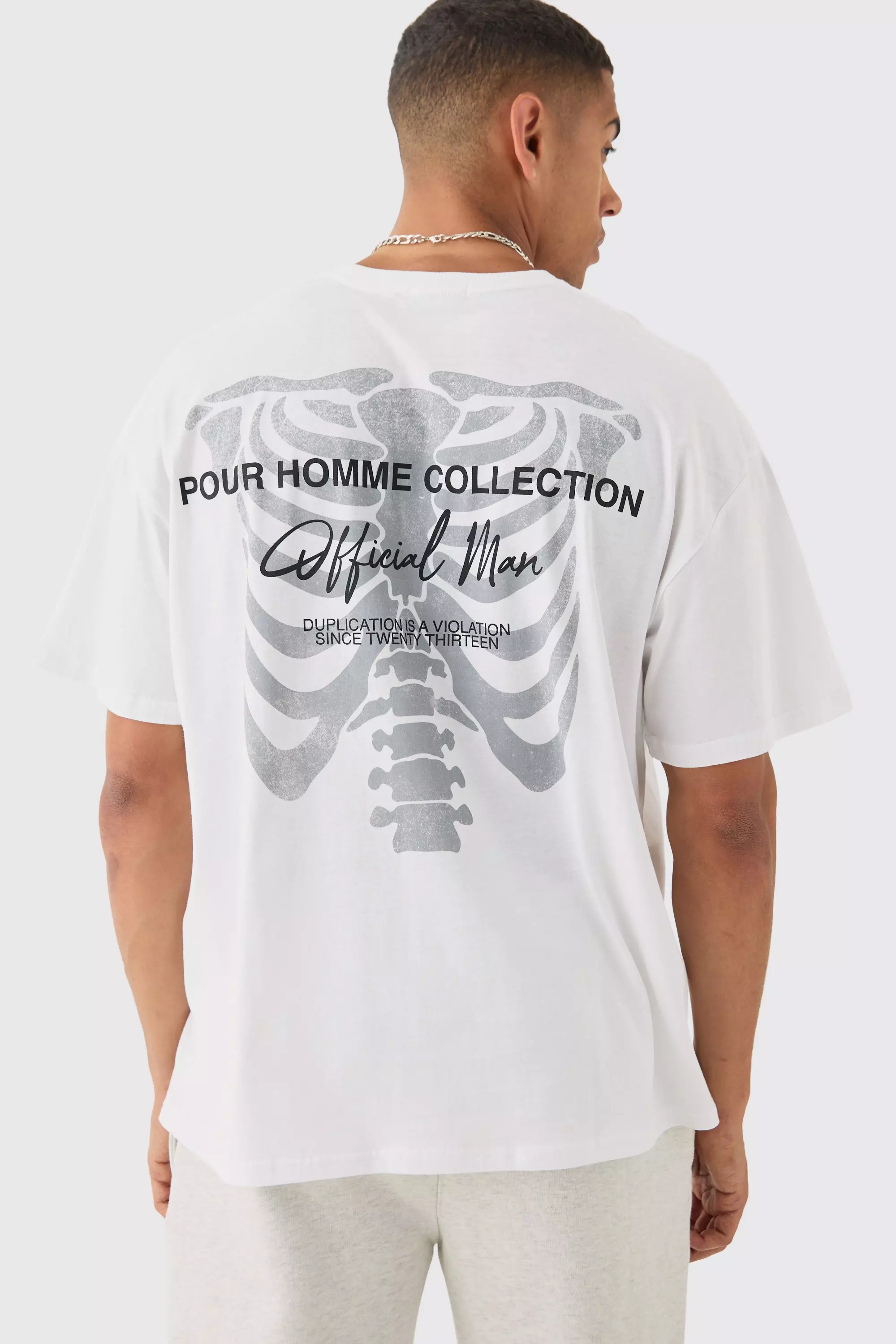 Oversized Skeleton Back Print T-shirt White