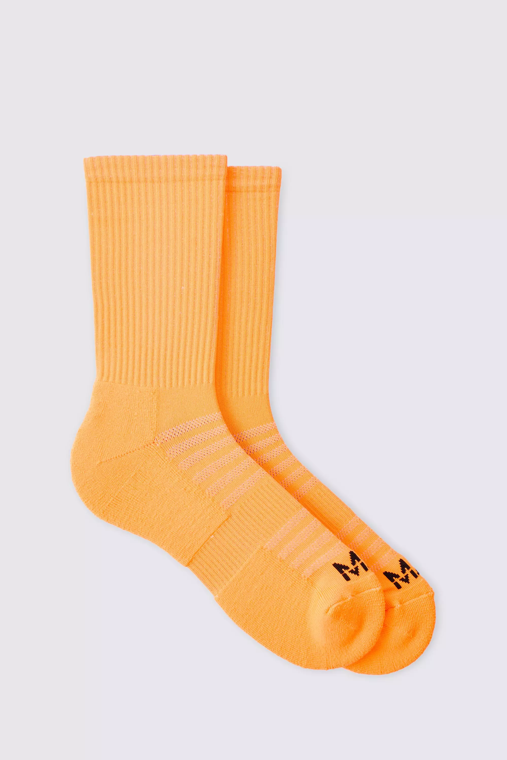 Man Active Neon Running Crew Socks Orange
