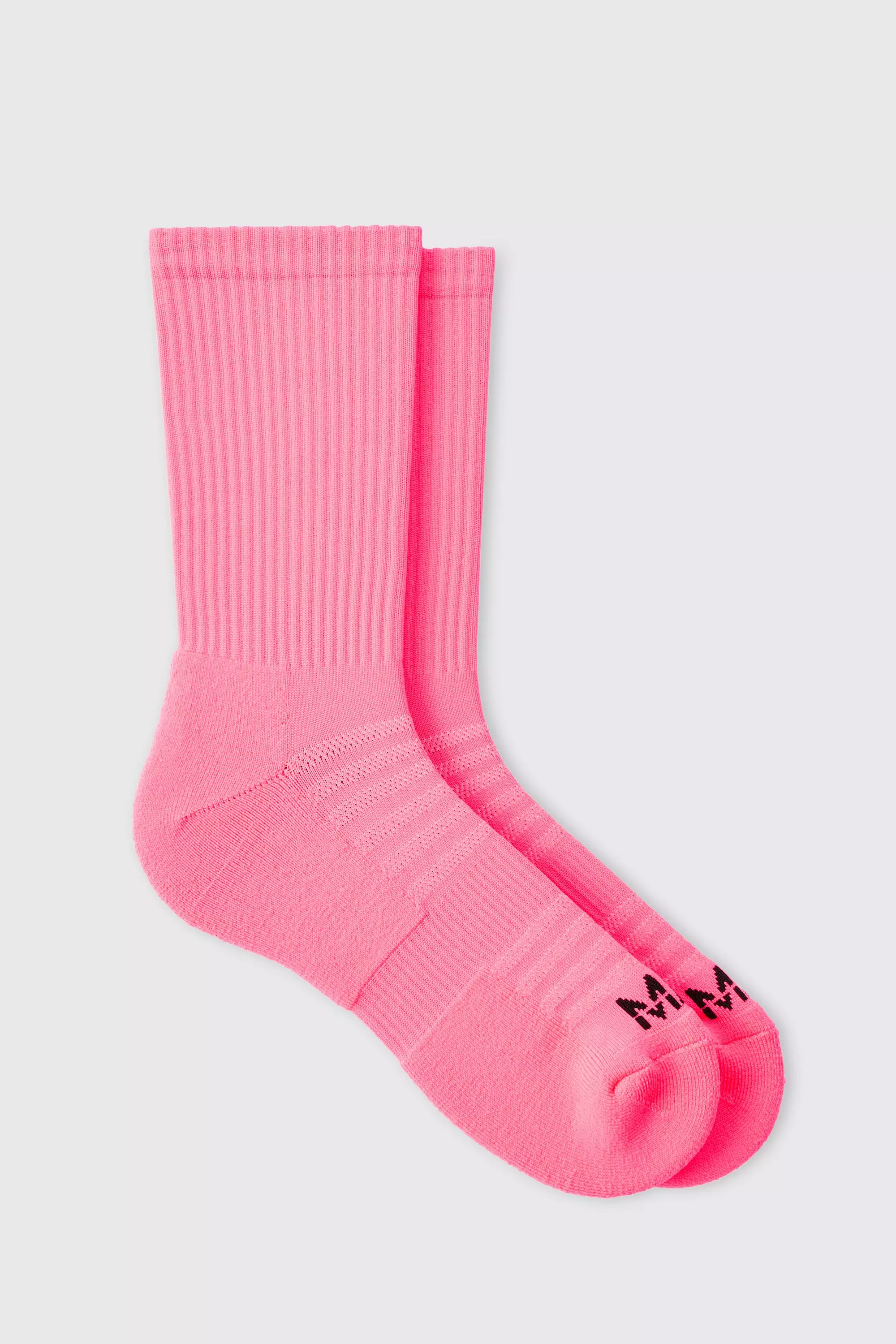 Man Active Neon Running Crew Socks Pink