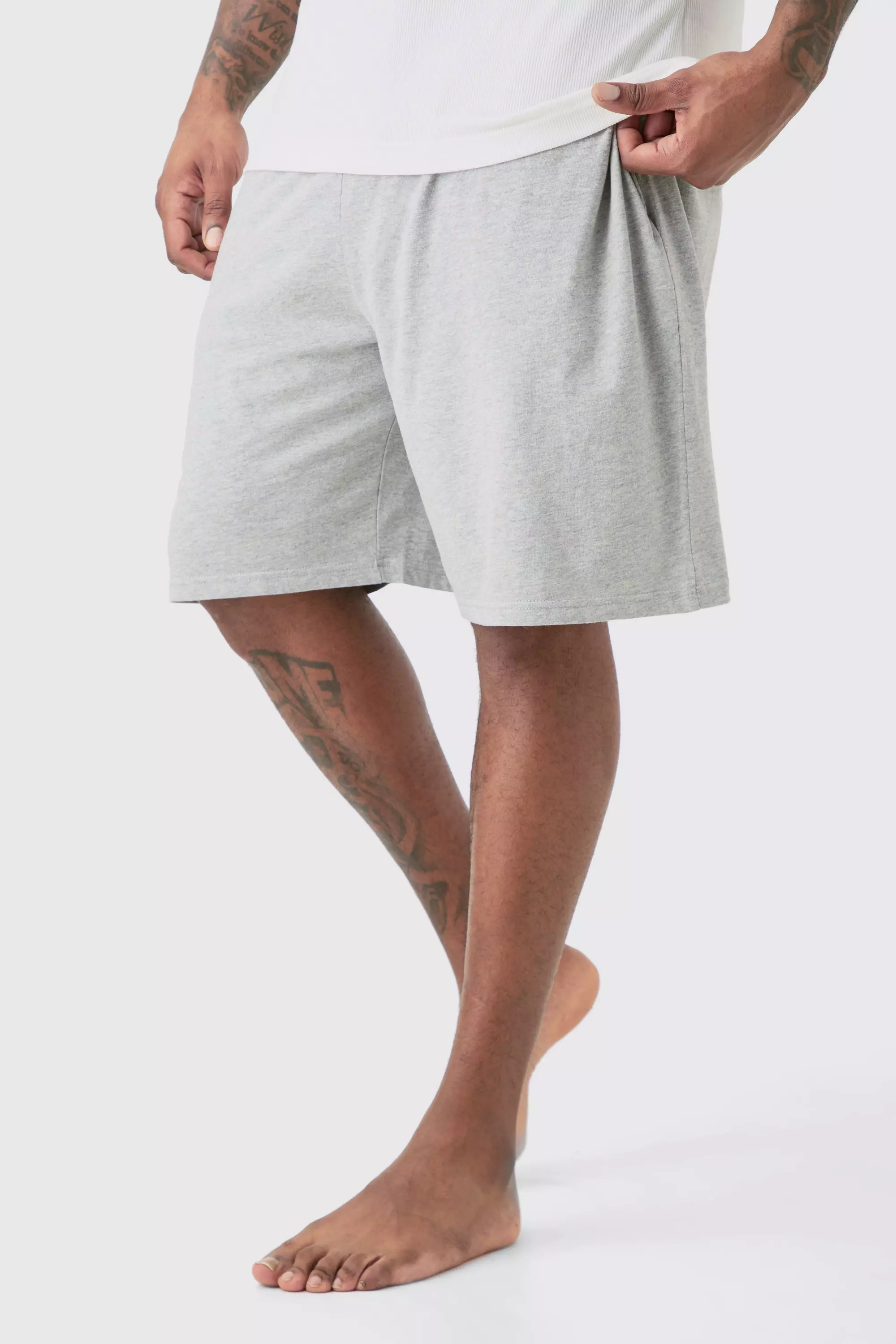 Grey marl Plus Man Loungewear Shorts In Grijze Mergel alternatieve afbeelding