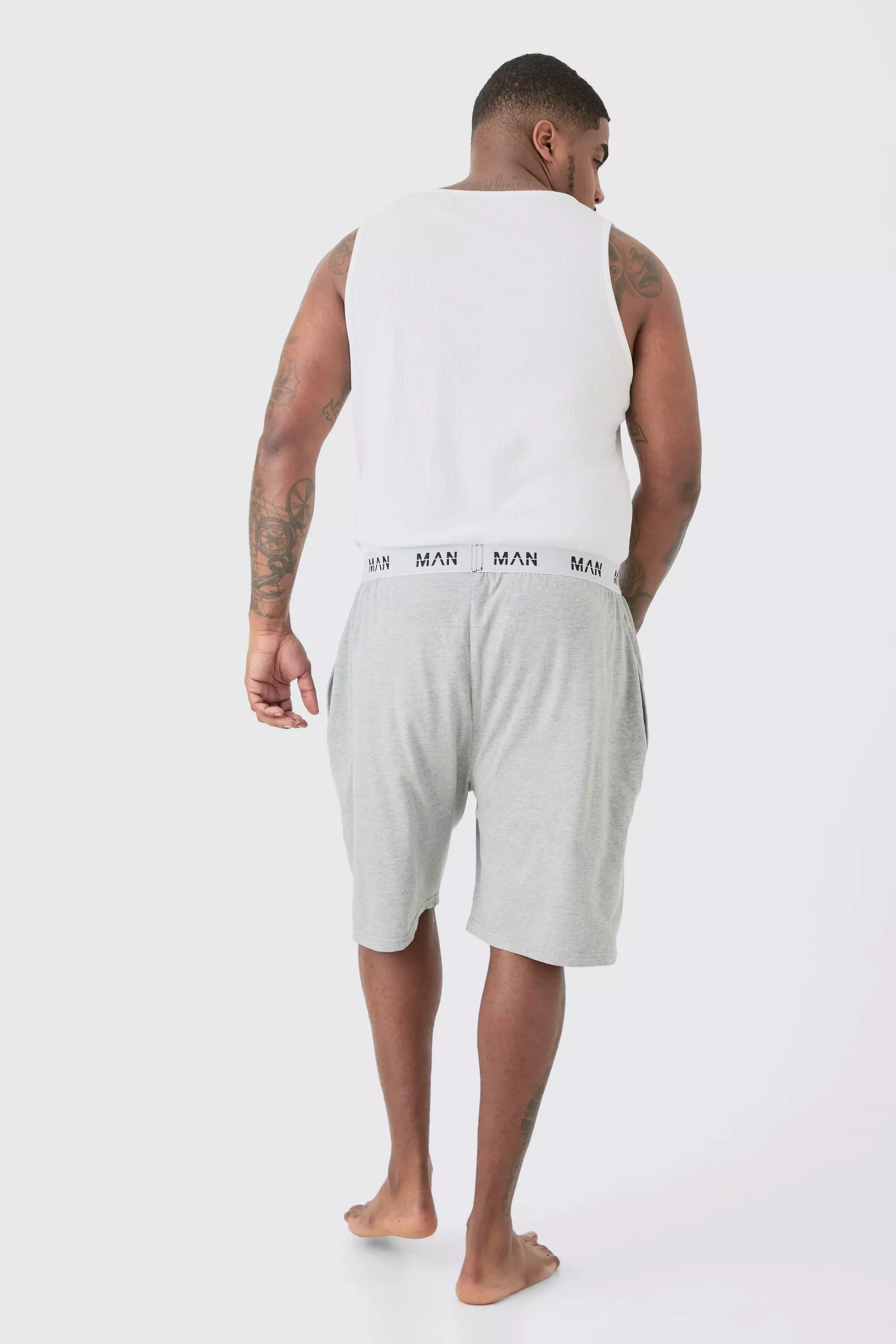 Grey marl Plus Man Loungewear Shorts In Grijze Mergel alternatieve afbeelding