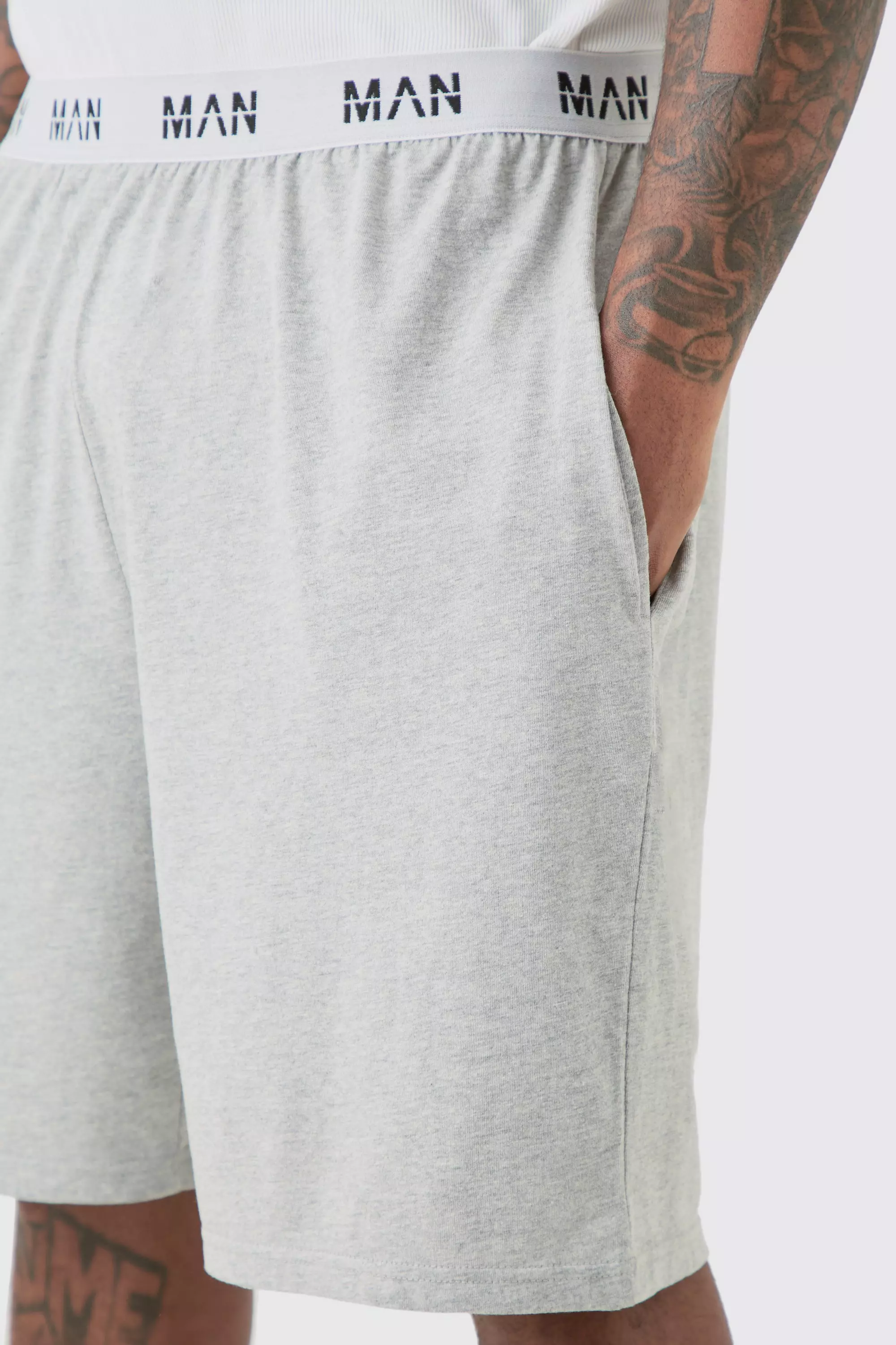 Grey marl Plus Man Loungewear Shorts In Grijze Mergel alternatieve afbeelding