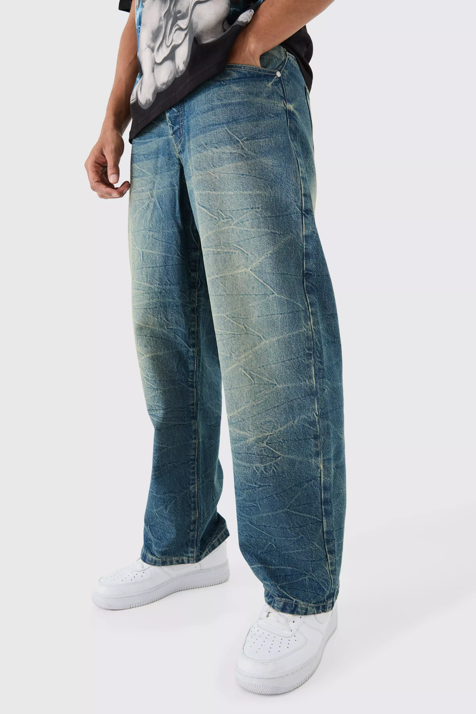 Blue Baggy Rigid Tinted Denim Jeans