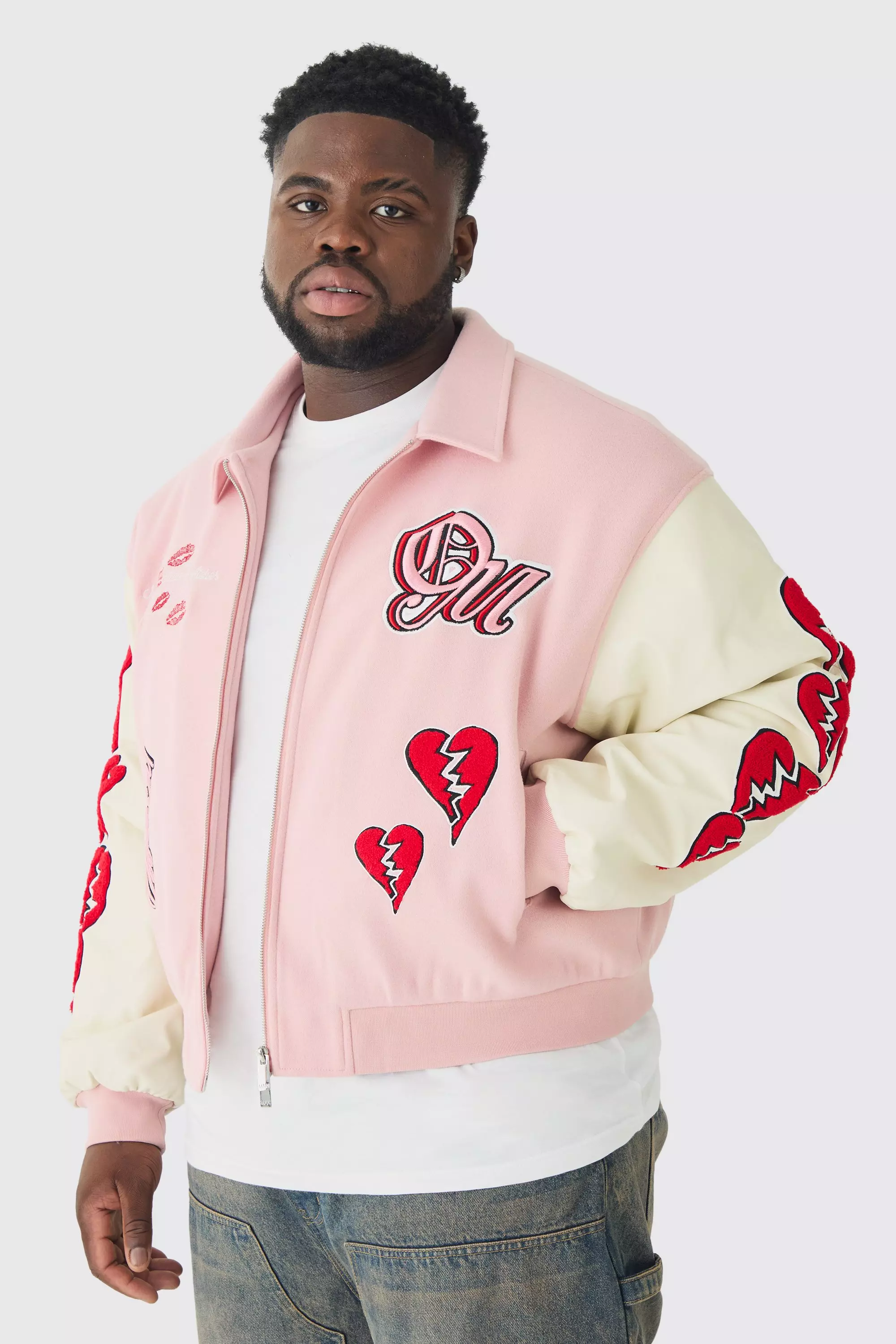 All pink letterman jacket fashion