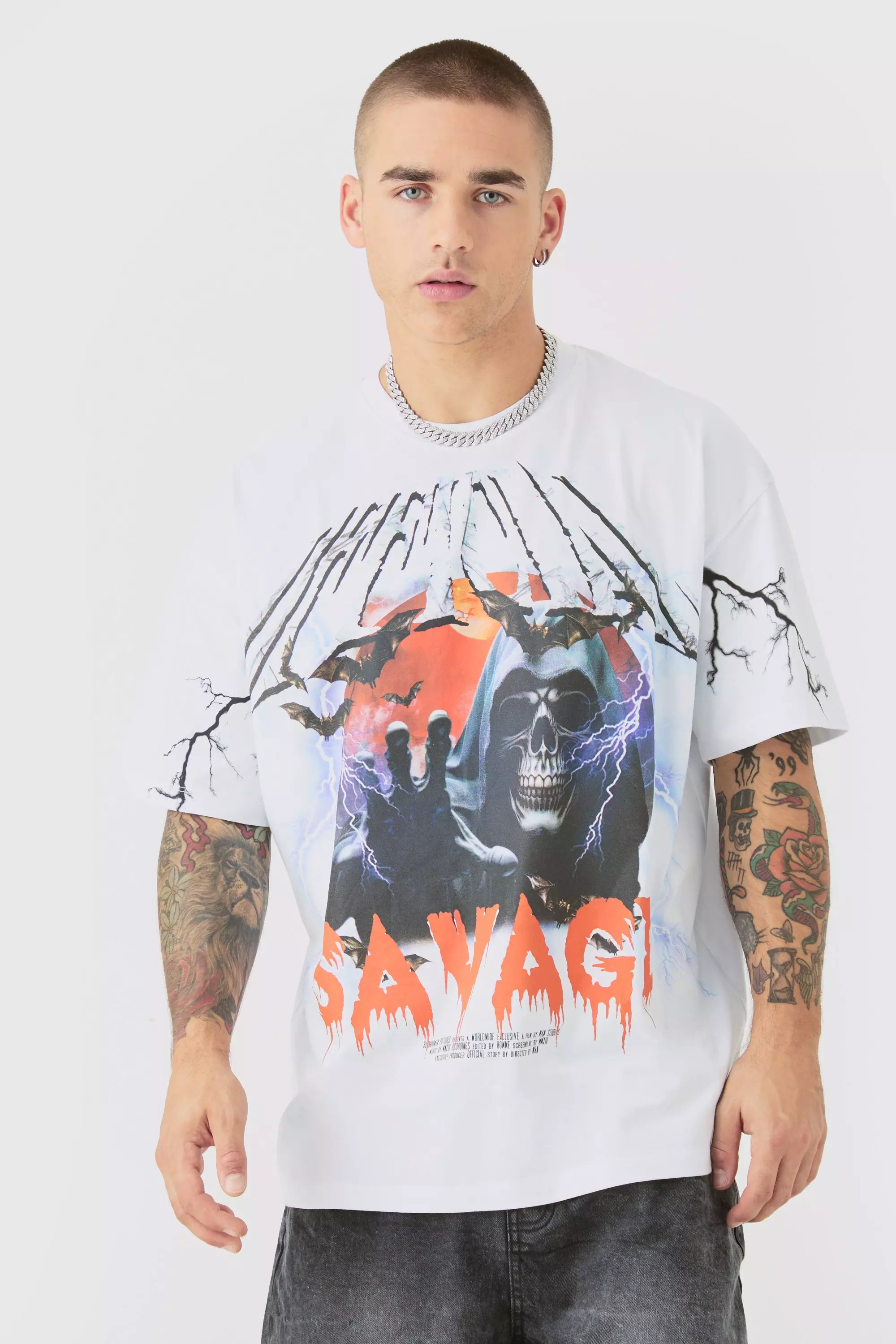 White Oversized Large Graphic T-shirt