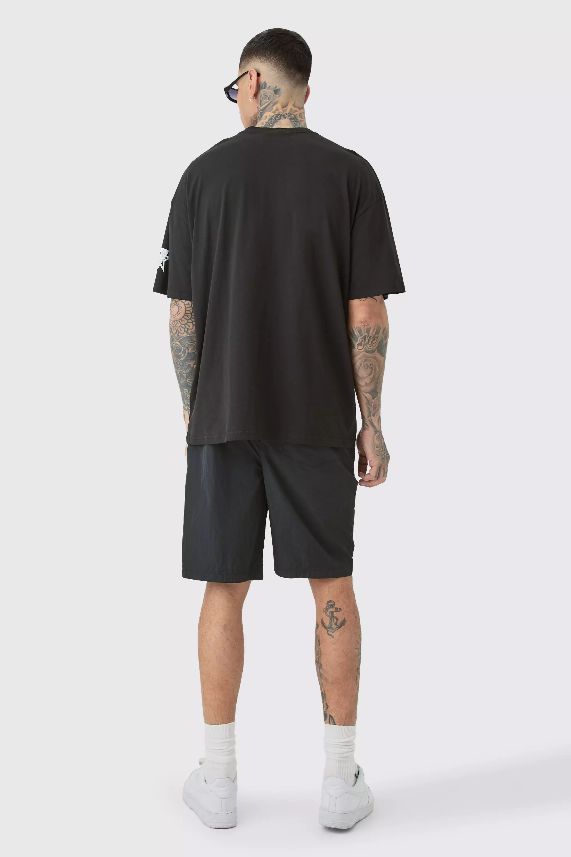 Black Tall Comfortabele Shorts Met Touwtjes alternatieve afbeelding
