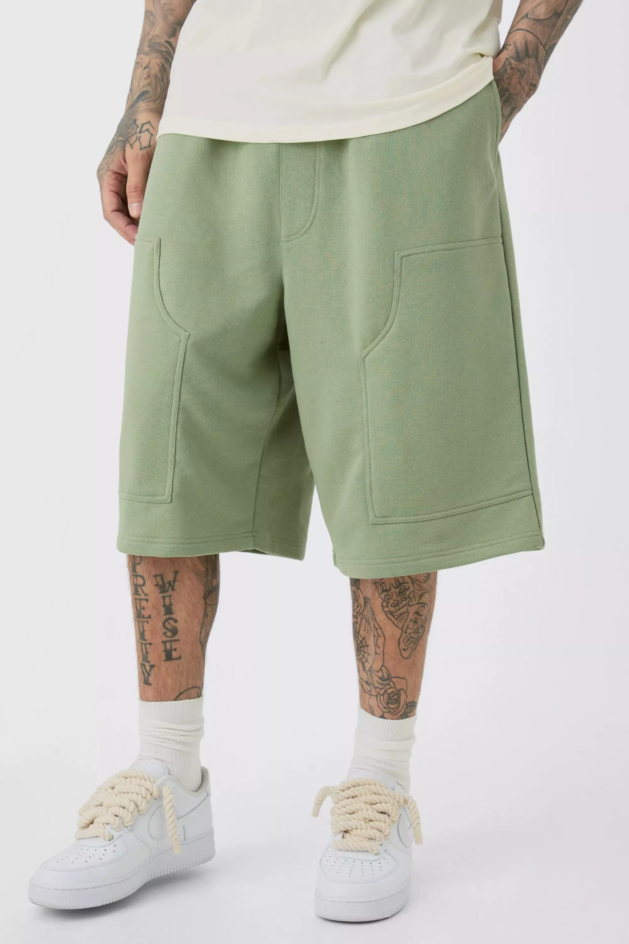 Khaki Tall Loopback Carpenter Shorts alternatieve afbeelding