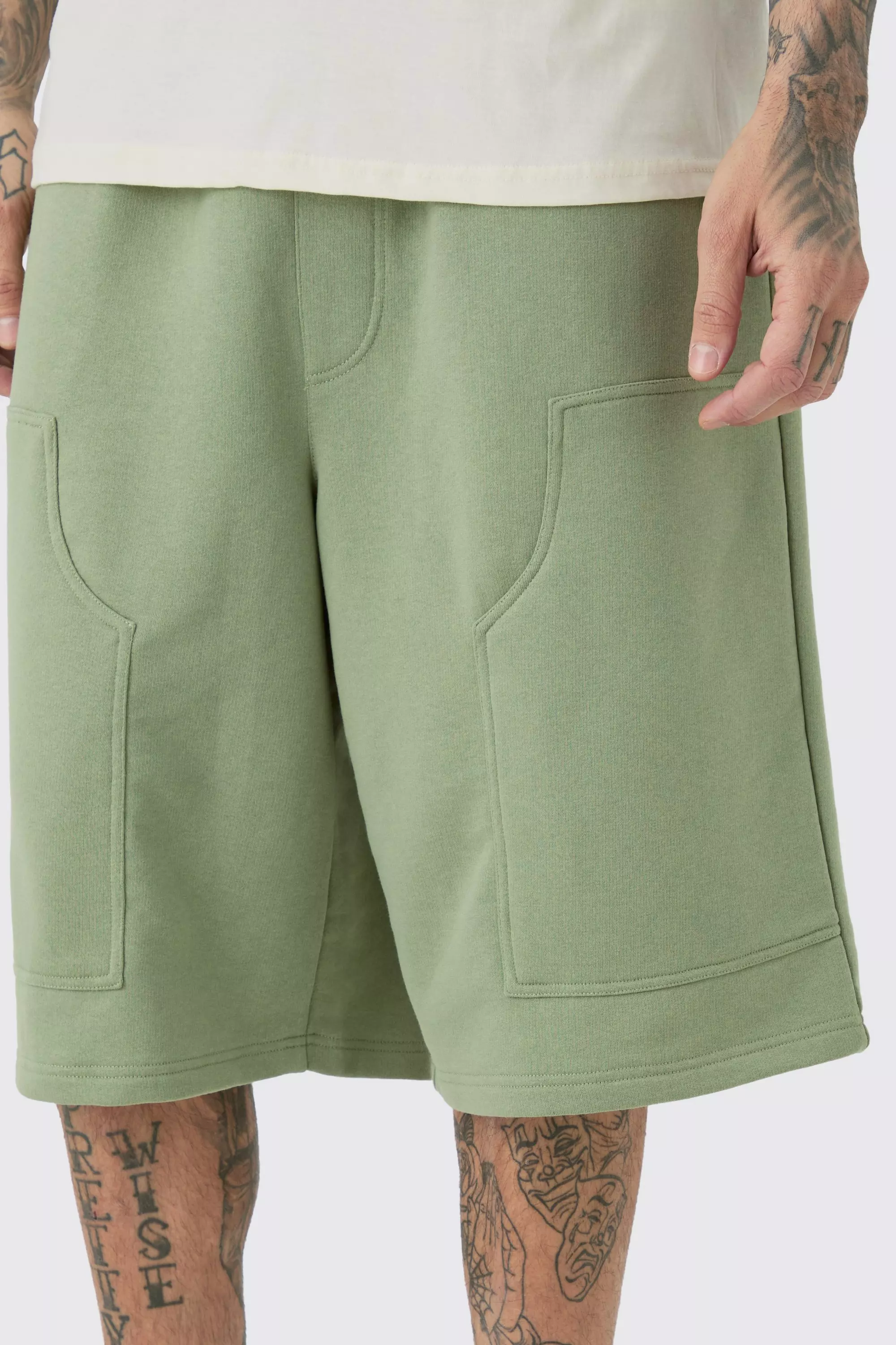Khaki Tall Loopback Carpenter Shorts alternatieve afbeelding