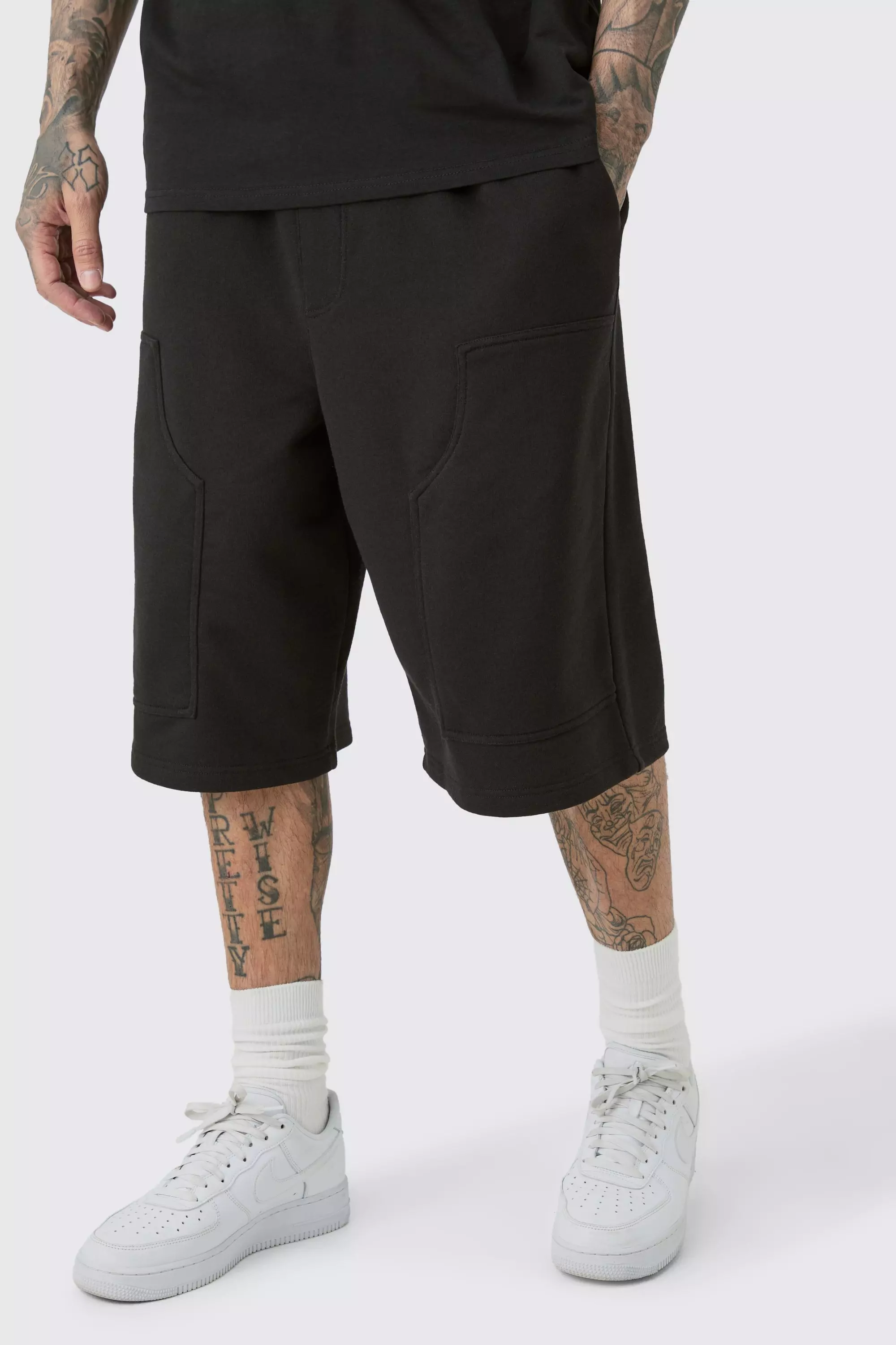 Black Tall Carpenter Loopback Jorts