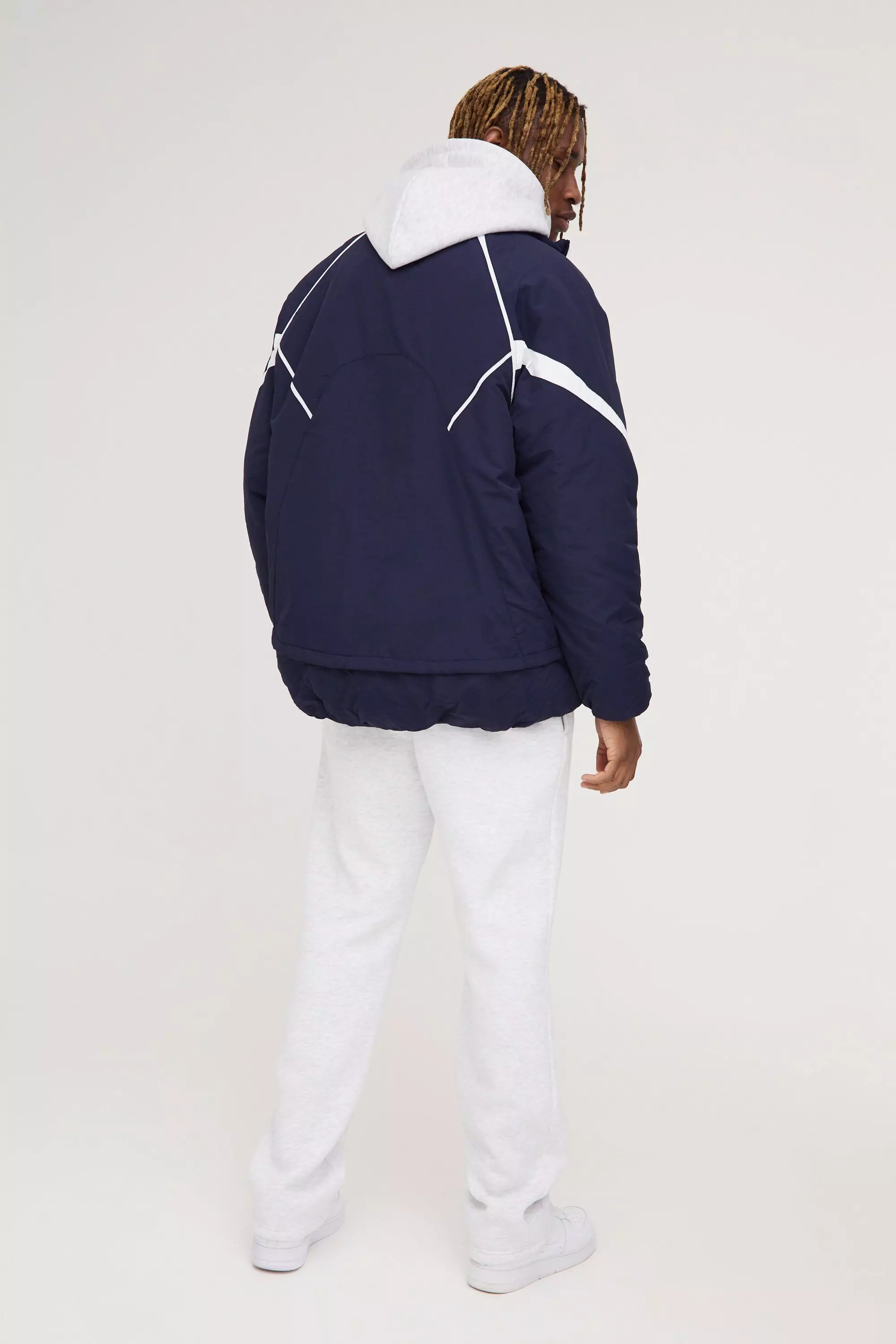 Tall dunkelblaue Parka-Jacke mit Trichterkragen, Navy alternatives Bild