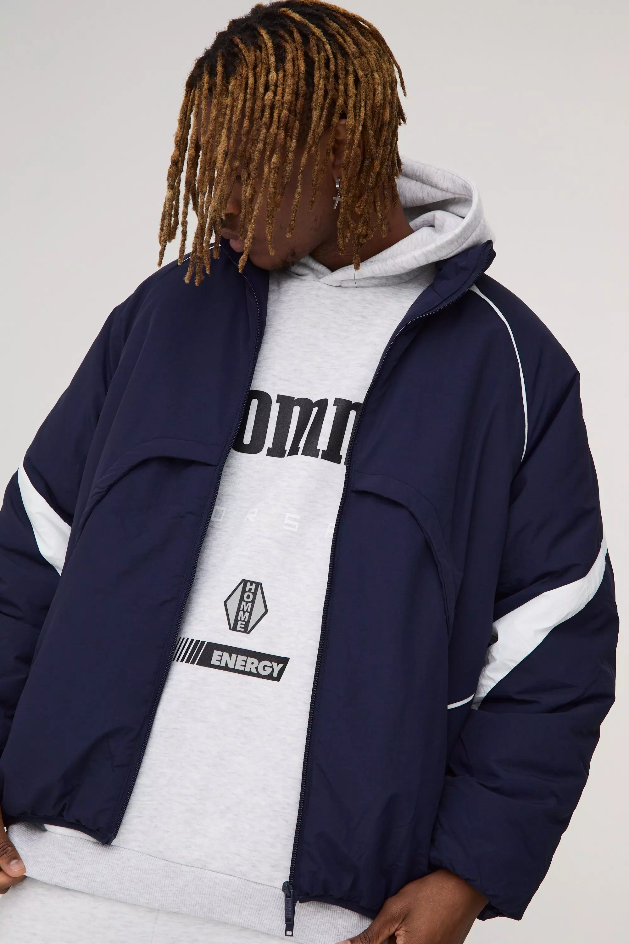 Tall dunkelblaue Parka-Jacke mit Trichterkragen, Navy alternatives Bild