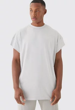 Grey Oversized Wash Cut Off Sleeves T-shirt